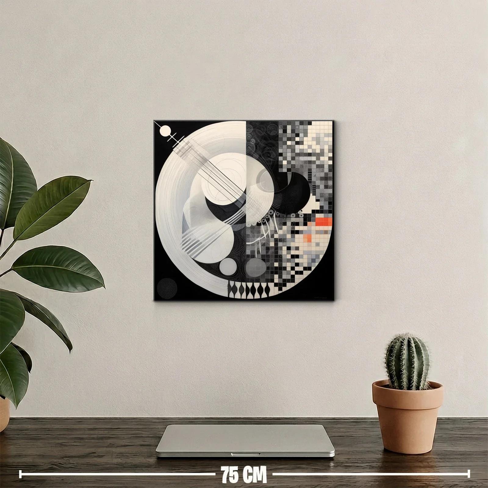 Composición abstracta en blanco y negro con toque naranja — miniatura 2