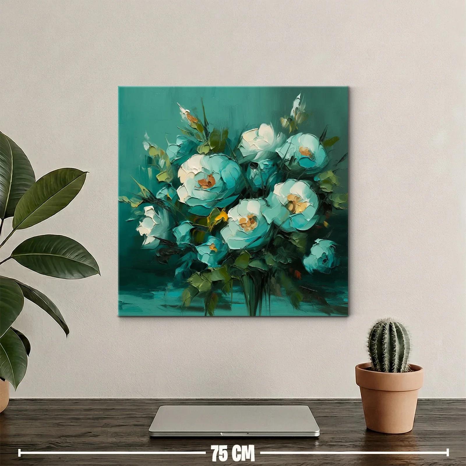 Cuadro floral en tonos verdes y azules suaves — miniatura 2