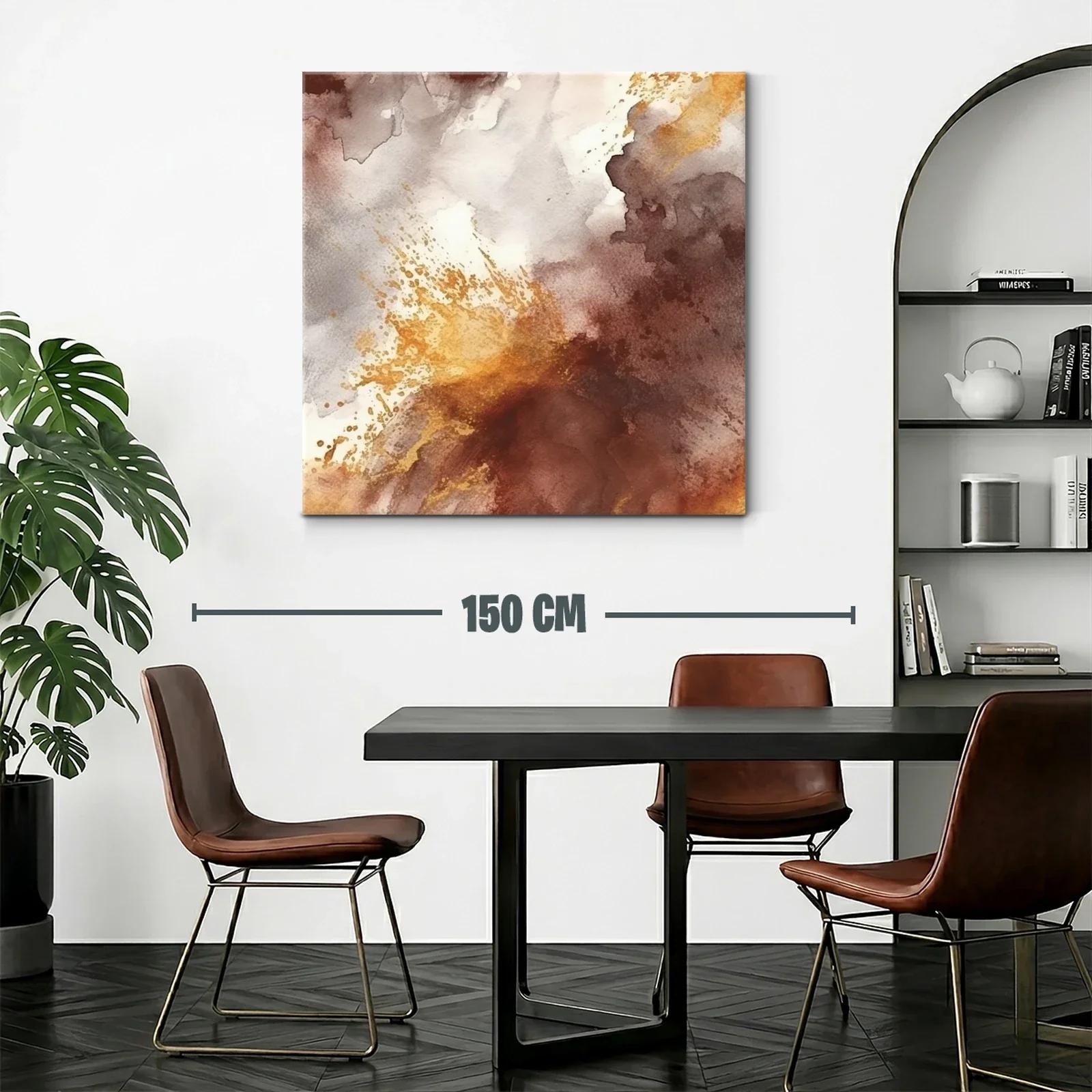 Cuadro abstracto en tonos tierra y dorados cálidos — miniatura 2