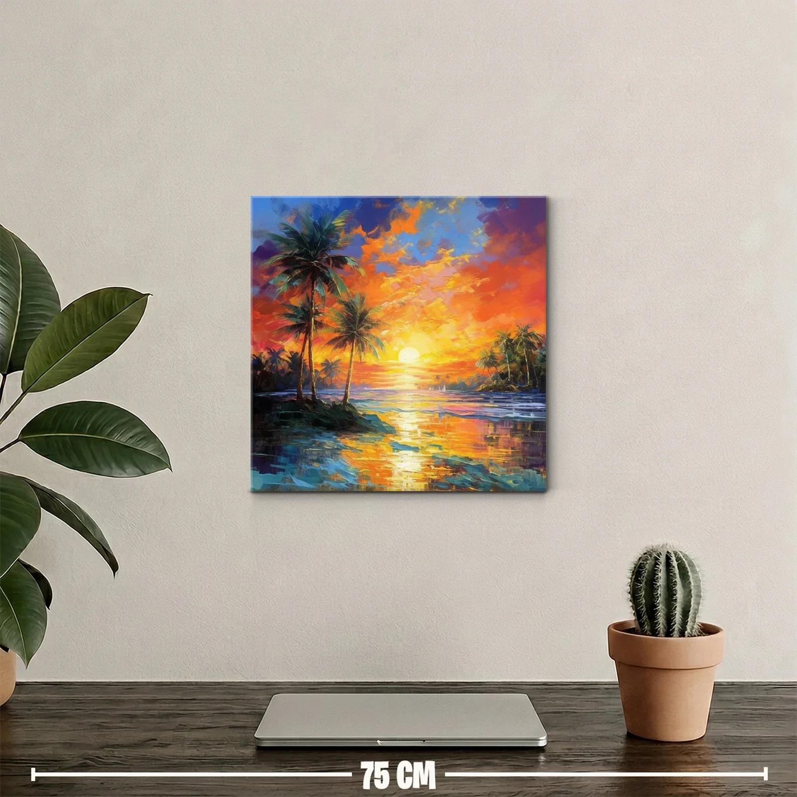 Atardecer tropical con palmeras y reflejos vibrantes — miniatura 2
