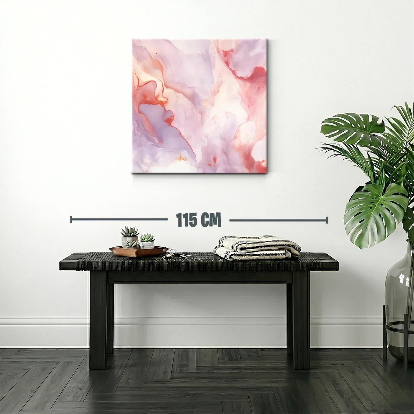 Cuadro abstracto con tonos suaves rosas y lilas — miniatura 2