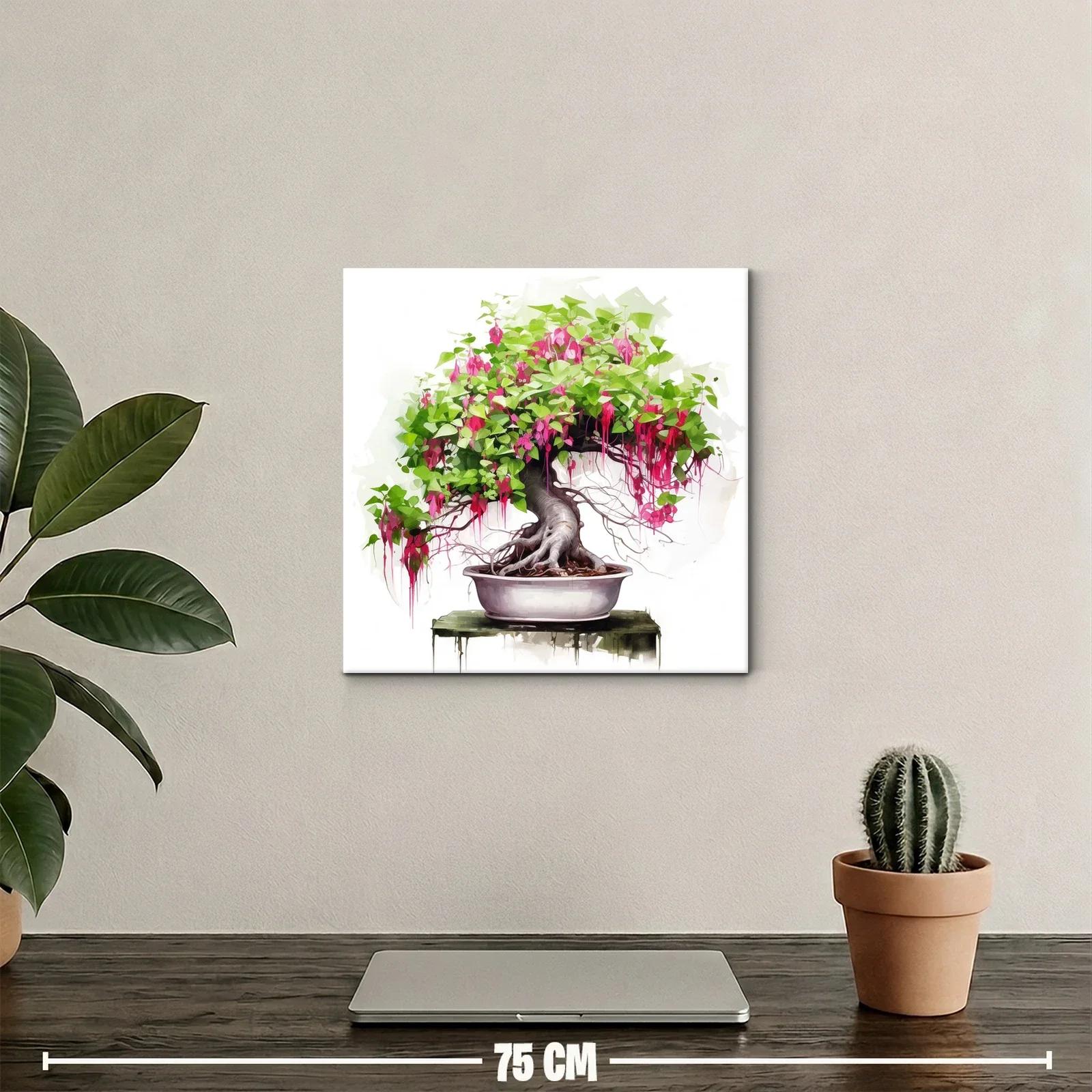 Bonsái con flores rosas y follaje verde vibrante — miniatura 2