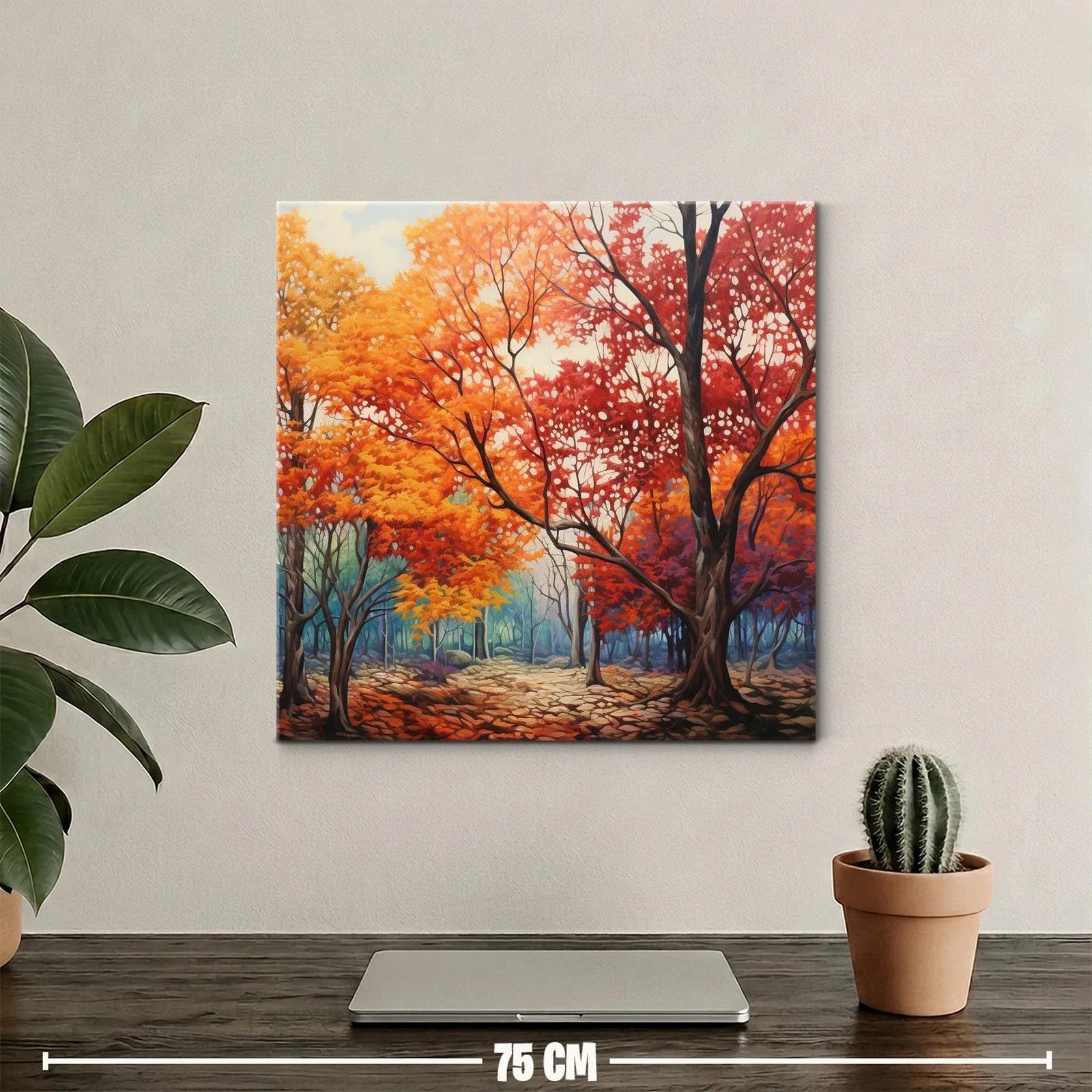 Bosque otoñal vibrante con hojas en tonos cálidos — miniatura 2