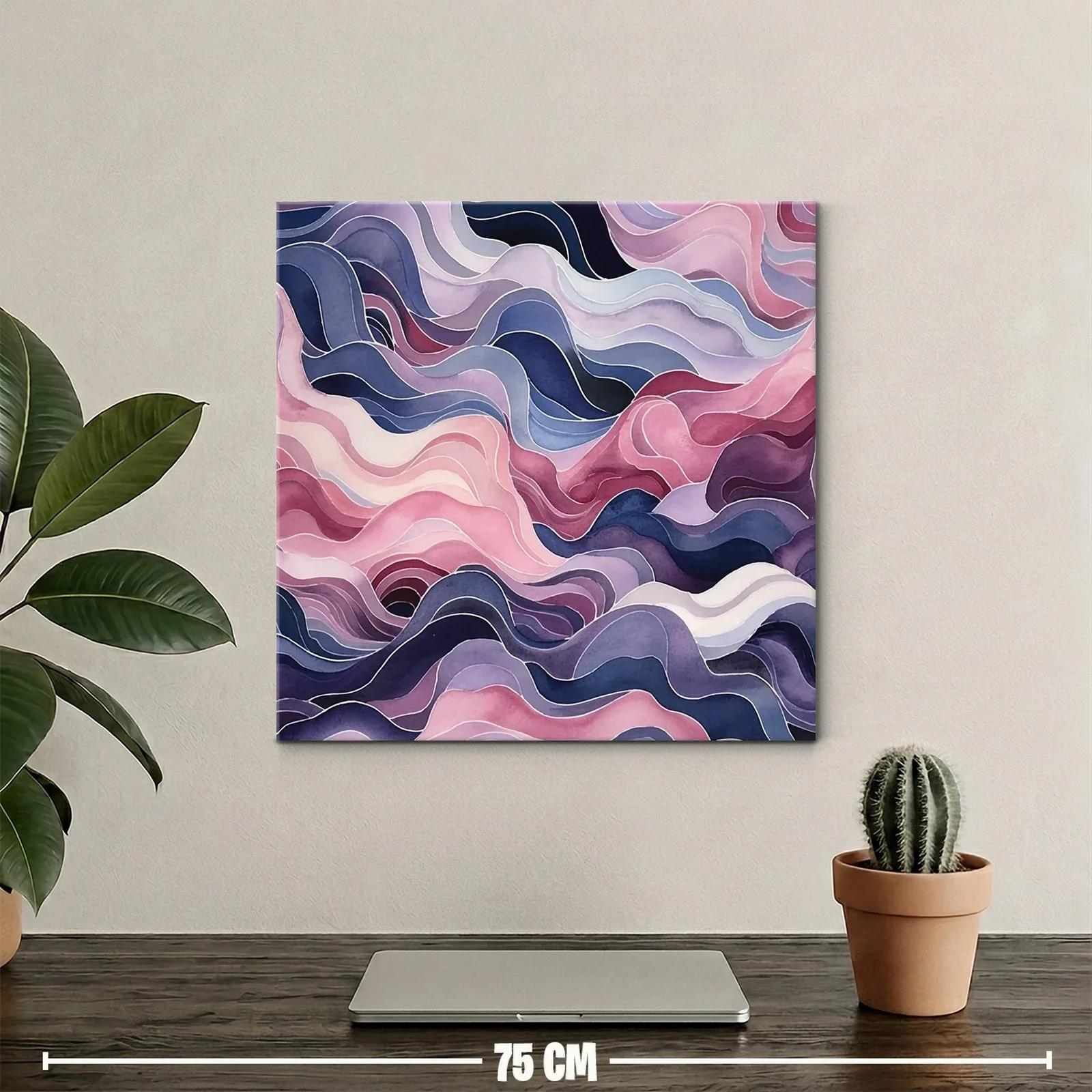 Cuadro abstracto elegante en tonos suaves y ondas fluidas — miniatura 2