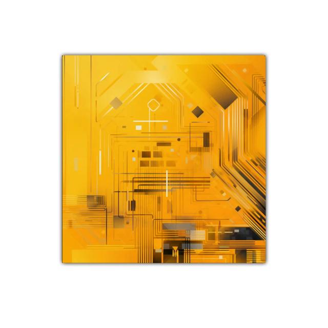 Composición abstracta en tonos cálidos y líneas geométricas