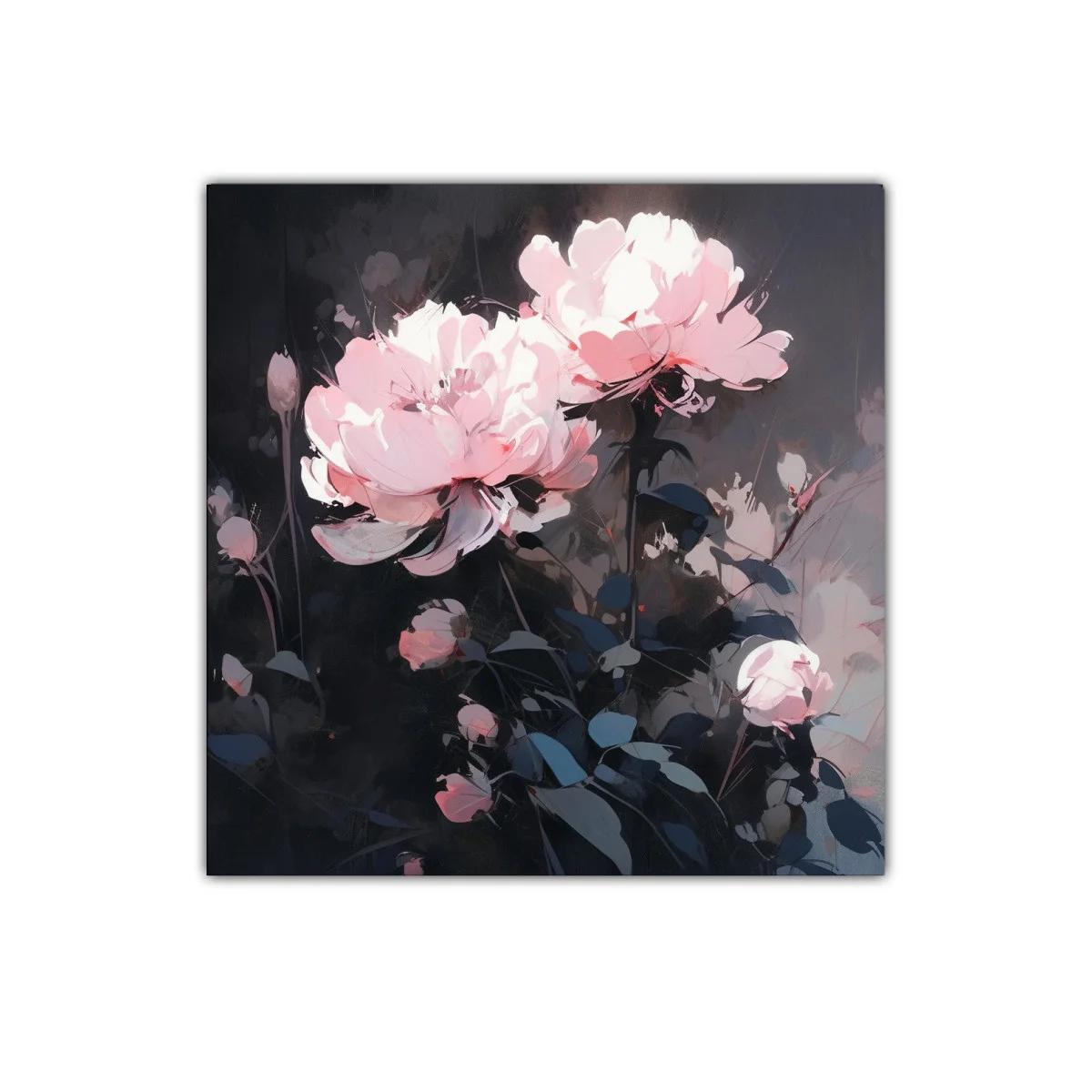 Flores delicadas en tonos suaves sobre fondo oscuro