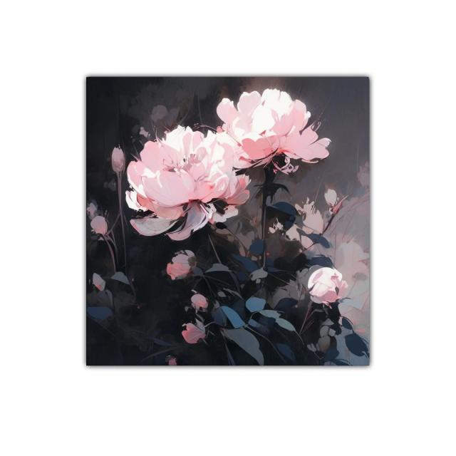 Flores delicadas en tonos suaves sobre fondo oscuro