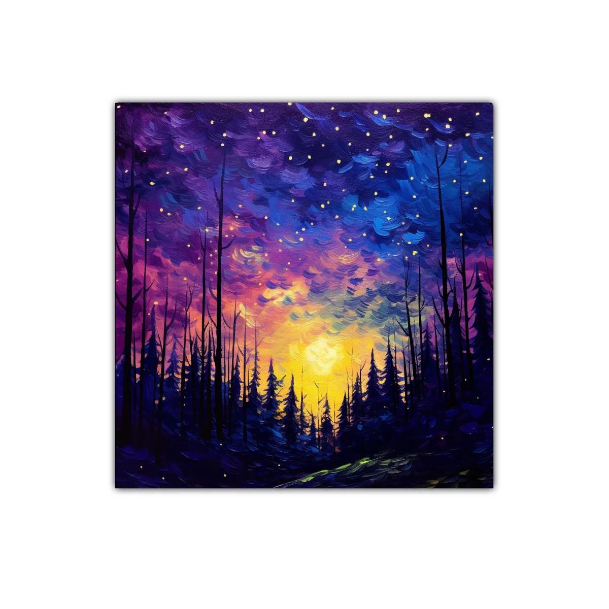 Paisaje nocturno estrellado con bosque encantado — imagen principal