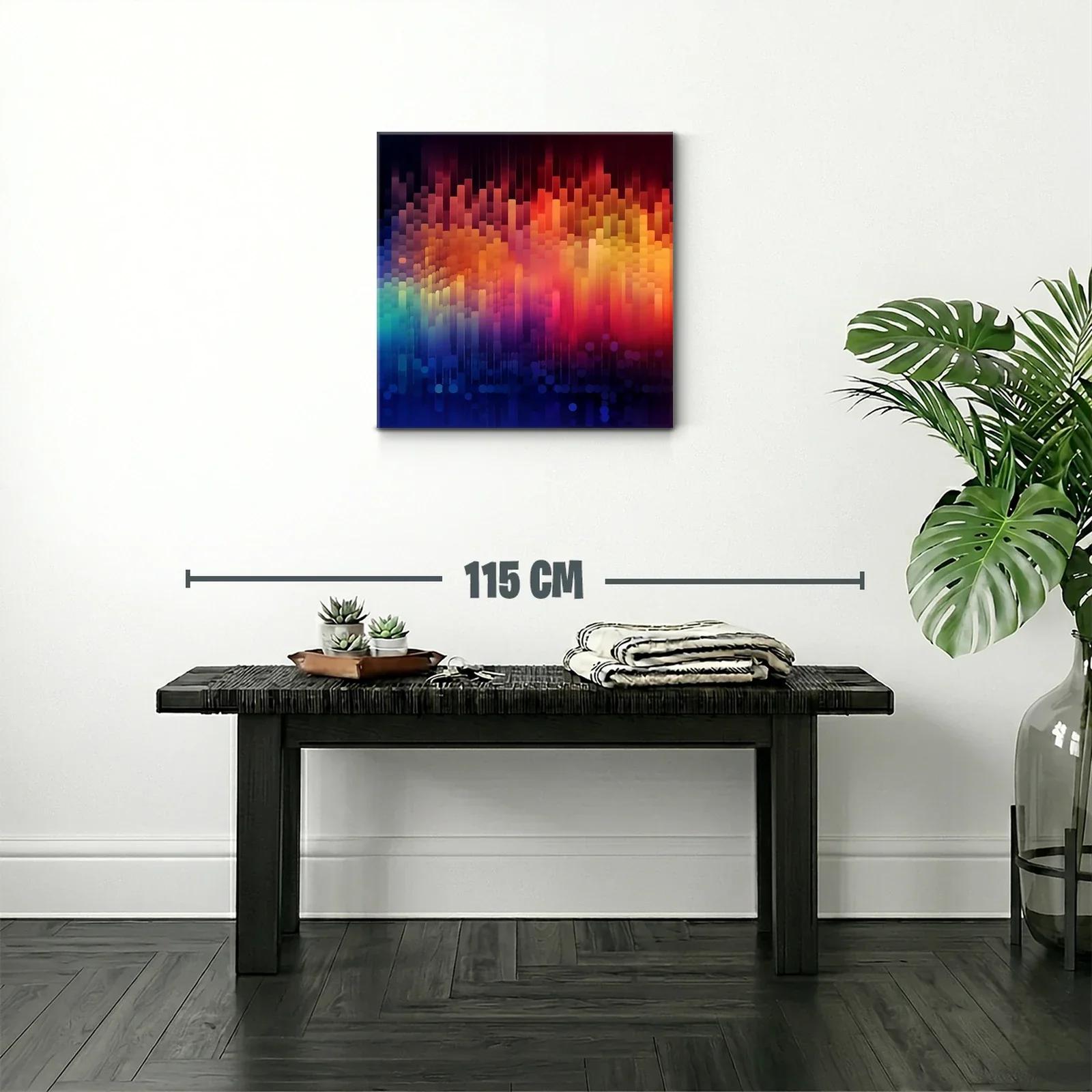 Cuadro abstracto con vibrantes tonos cálidos y fríos — miniatura 2