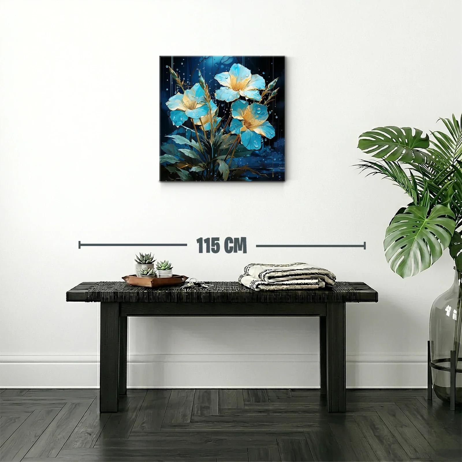 Flores luminosas en tonos azulados con gotas de agua — miniatura 2