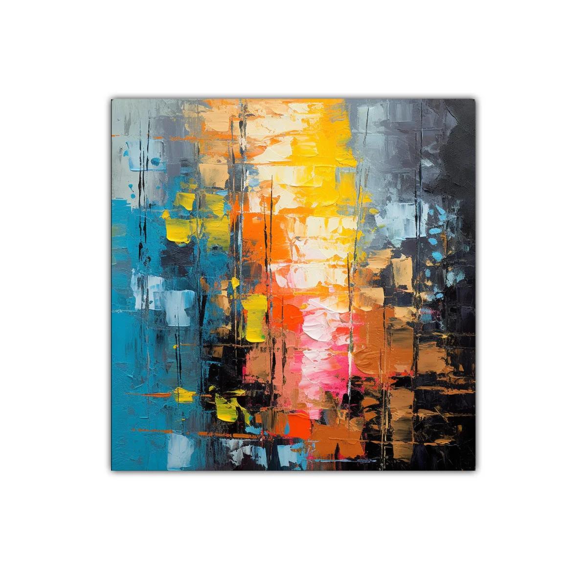 Cuadro abstracto con vibrante juego de colores y texturas — imagen principal