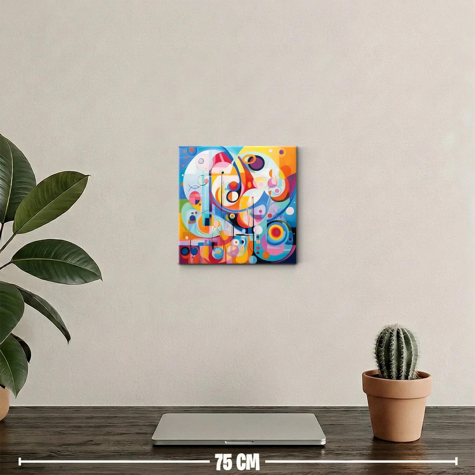 Cuadro abstracto con formas circulares y colores vibrantes — miniatura 2
