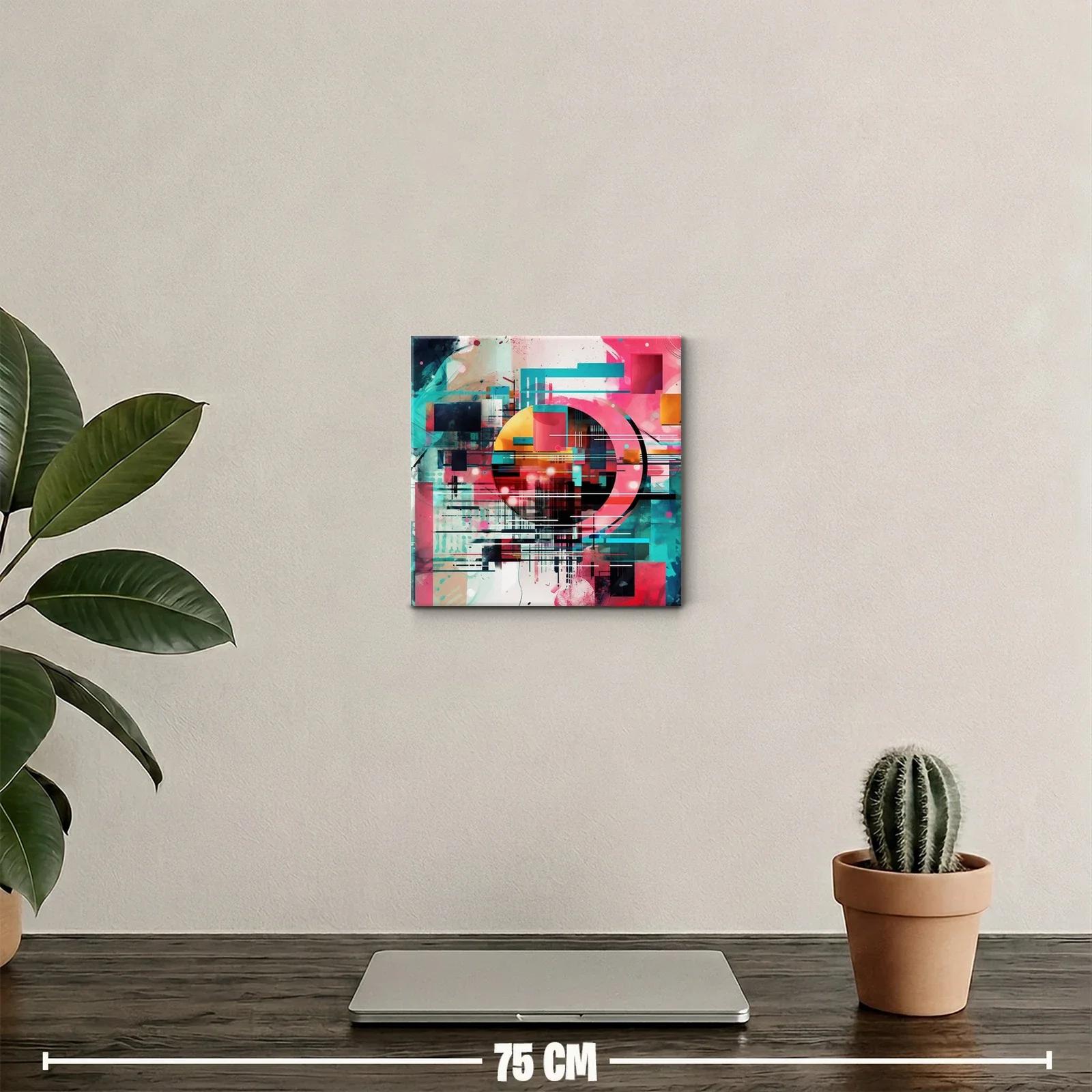 Cuadro abstracto con formas geométricas y colores vibrantes — miniatura 2