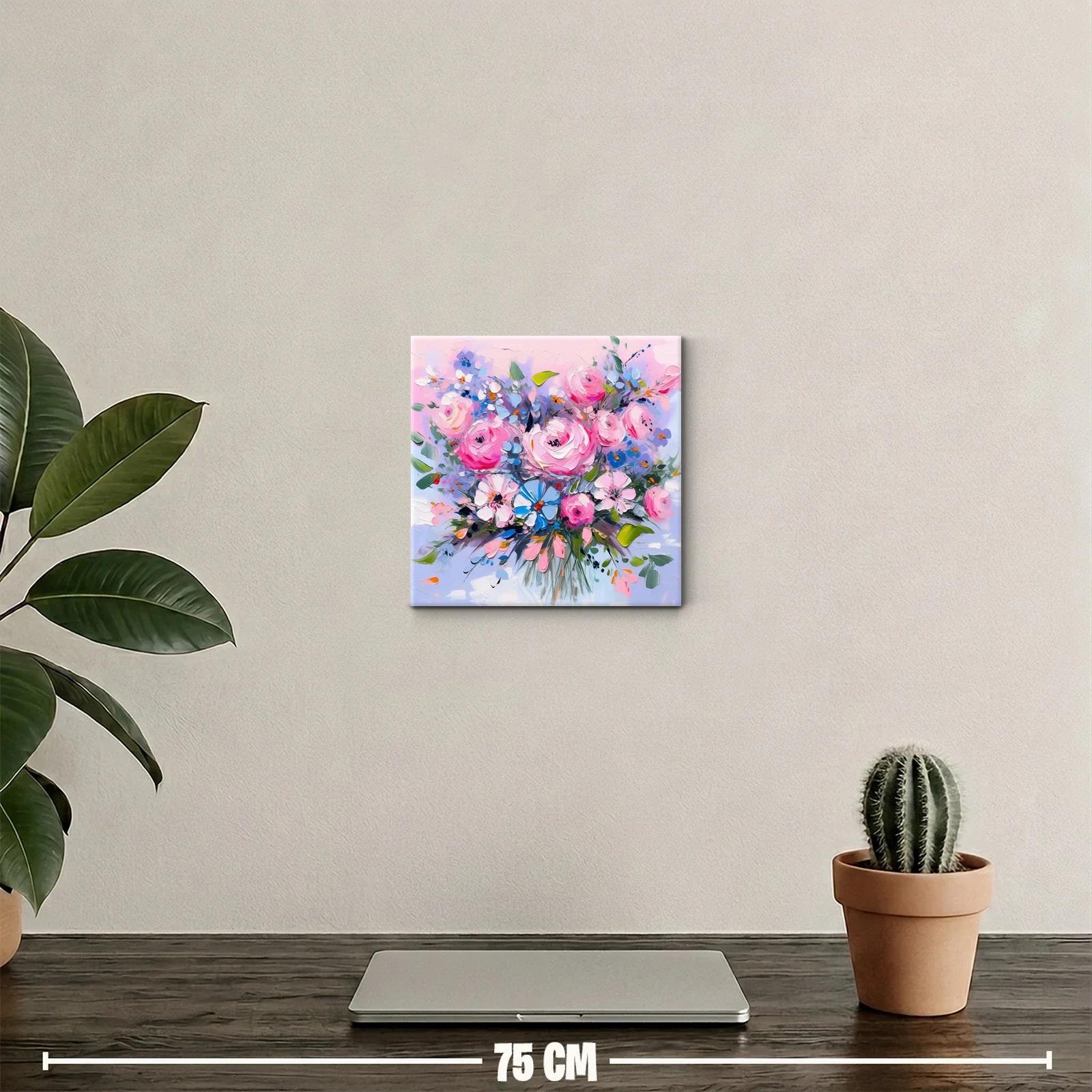 Cuadro colorido con ramo floral vibrante y delicado — miniatura 2