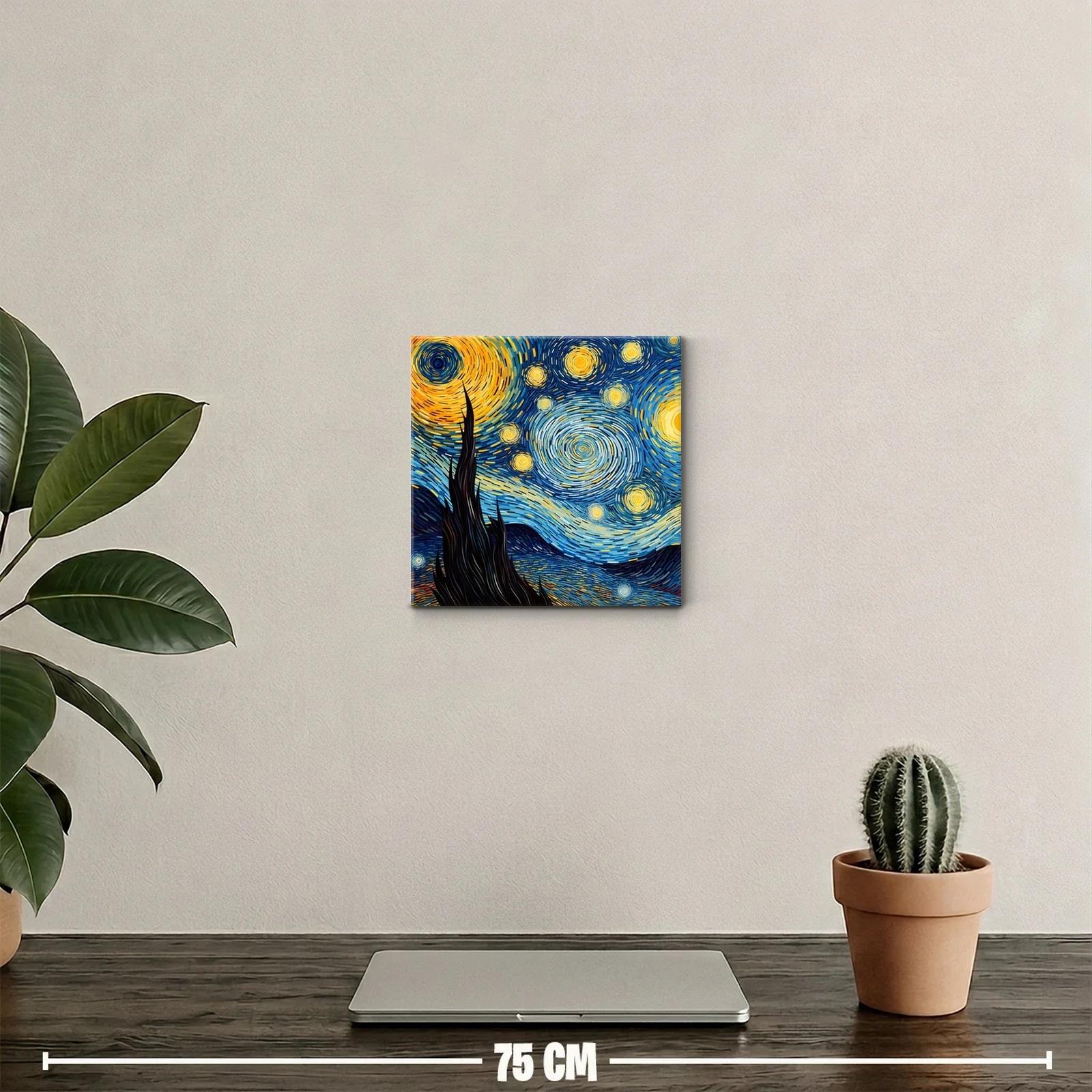 Cuadro nocturno con cielo estrellado en tonos vibrantes — miniatura 2