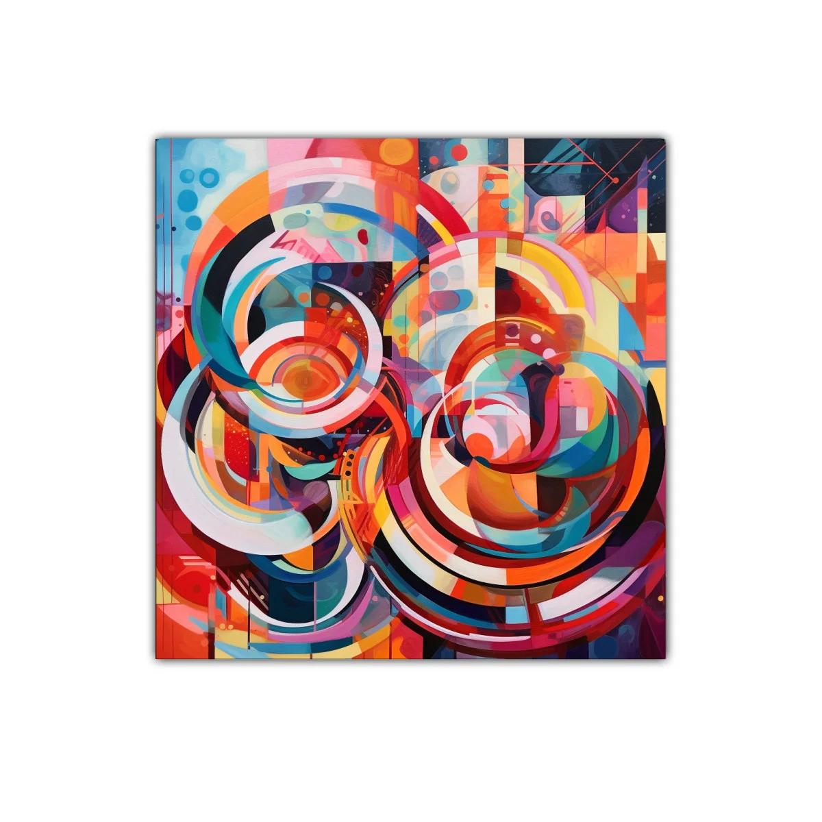 Cuadro abstracto con vibrantes formas circulares y colores vivos — imagen principal