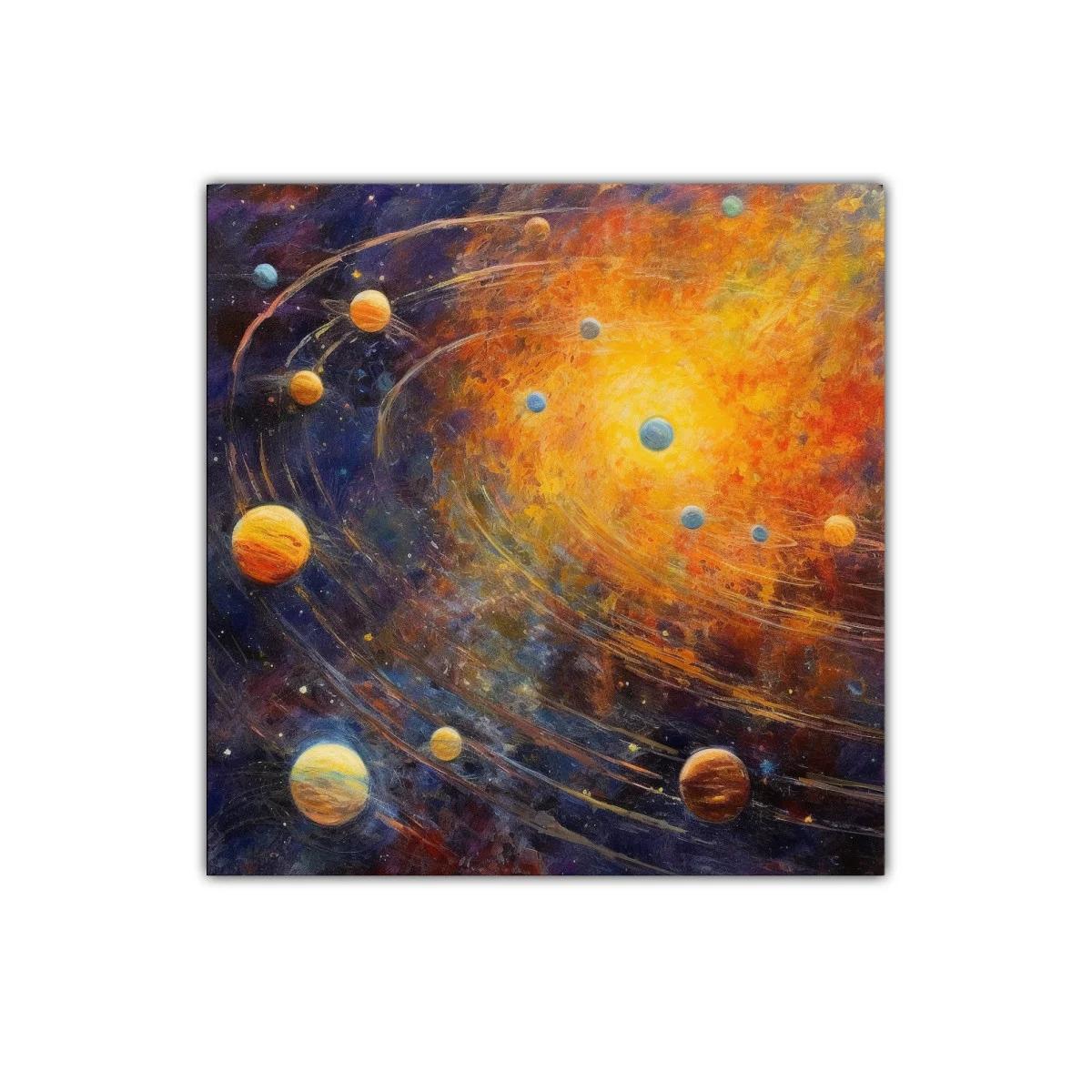 Galaxia vibrante con planetas en órbita colorida — miniatura 1