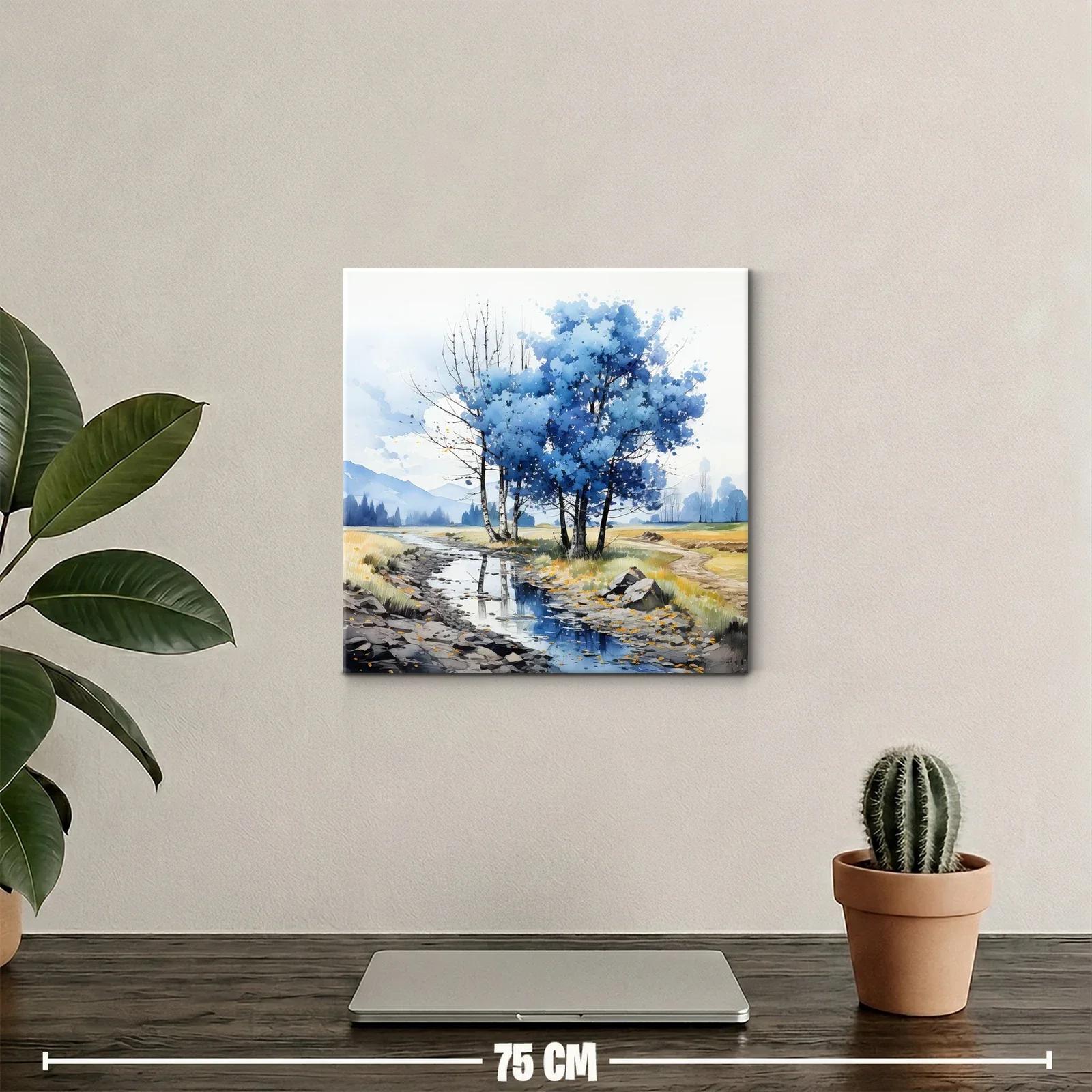 Paisaje sereno con árboles azules junto al riachuelo — miniatura 2