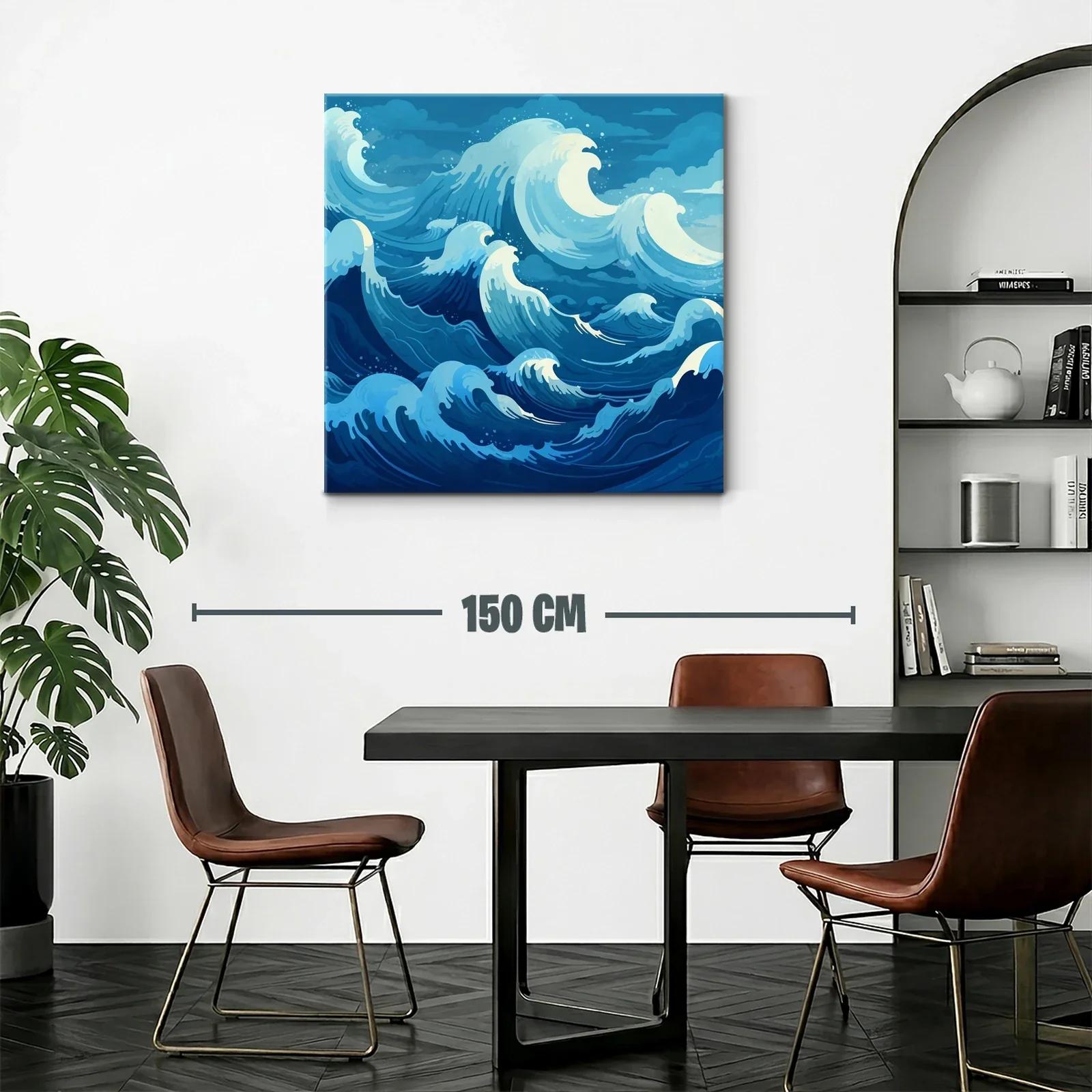 Dinámico cuadro de olas marinas en tonos azules vibrantes — miniatura 2