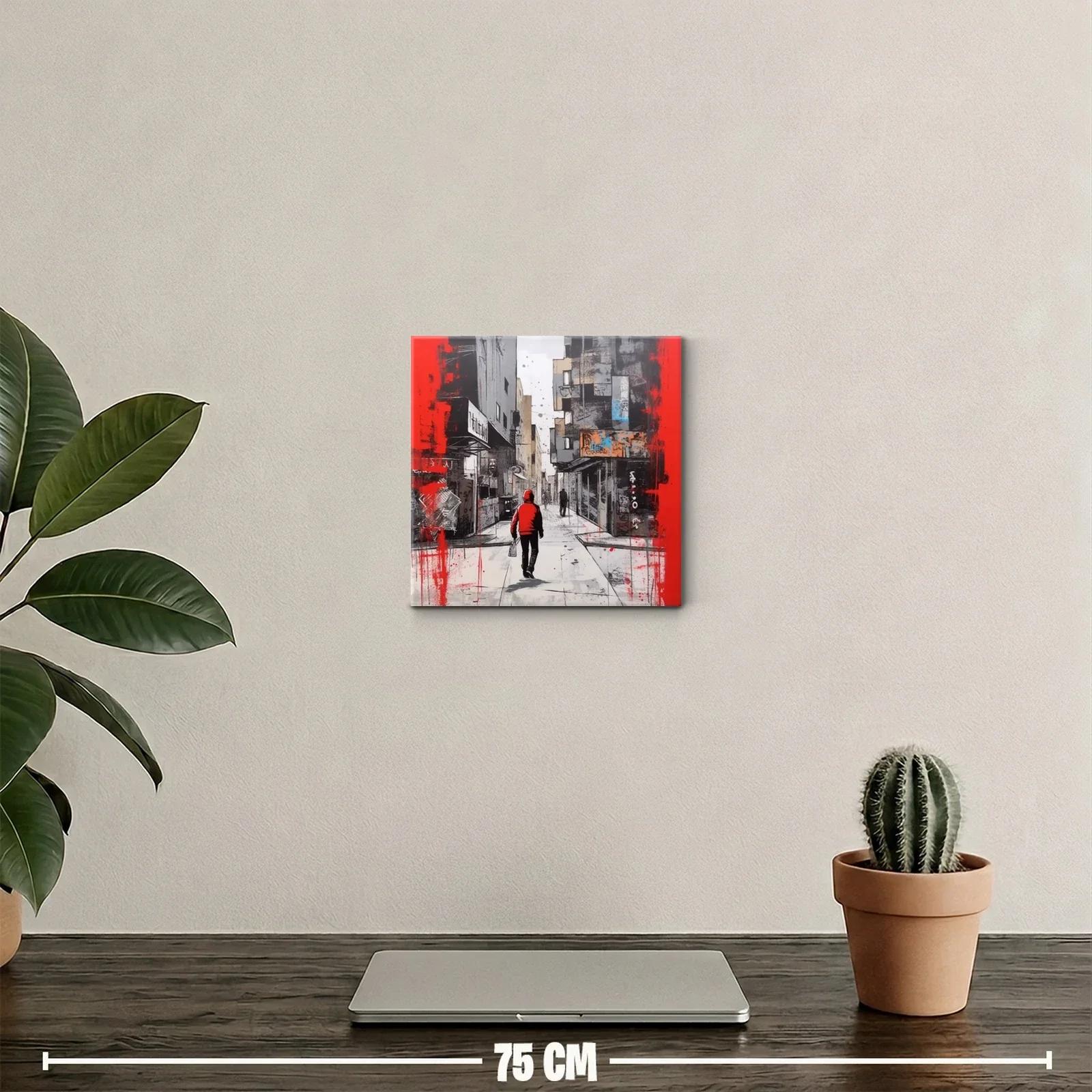 Calle urbana con figura en rojo resaltando la silueta — miniatura 2