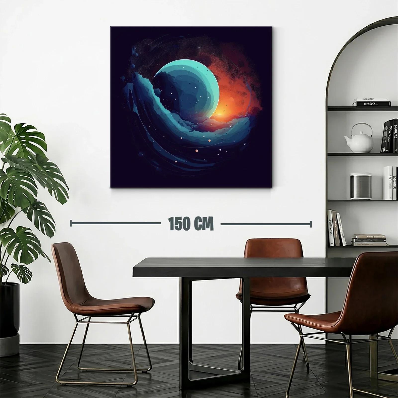Composición abstracta con esfera celeste y luz cálida — miniatura 2