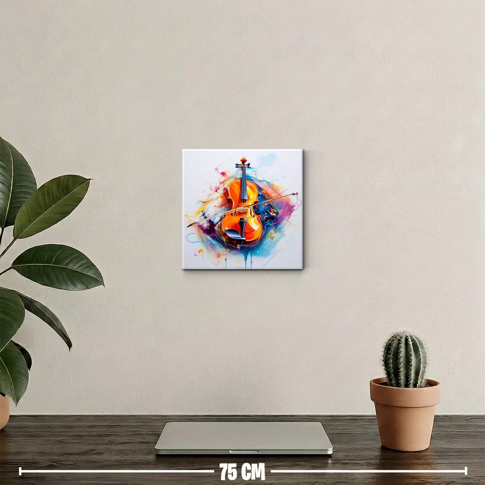 Cuadro decorativo con vibrante violín y pinceladas de color — miniatura 2