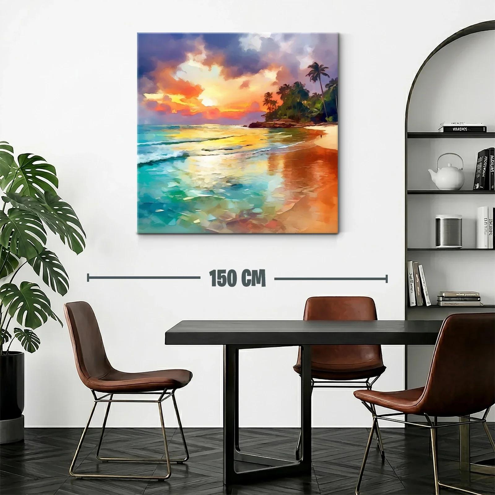 Atardecer tropical con palmeras y mar tranquilo — miniatura 2