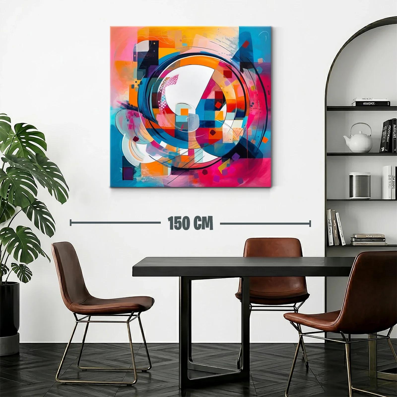 Cuadro abstracto moderno con vibrantes formas geométricas — miniatura 2