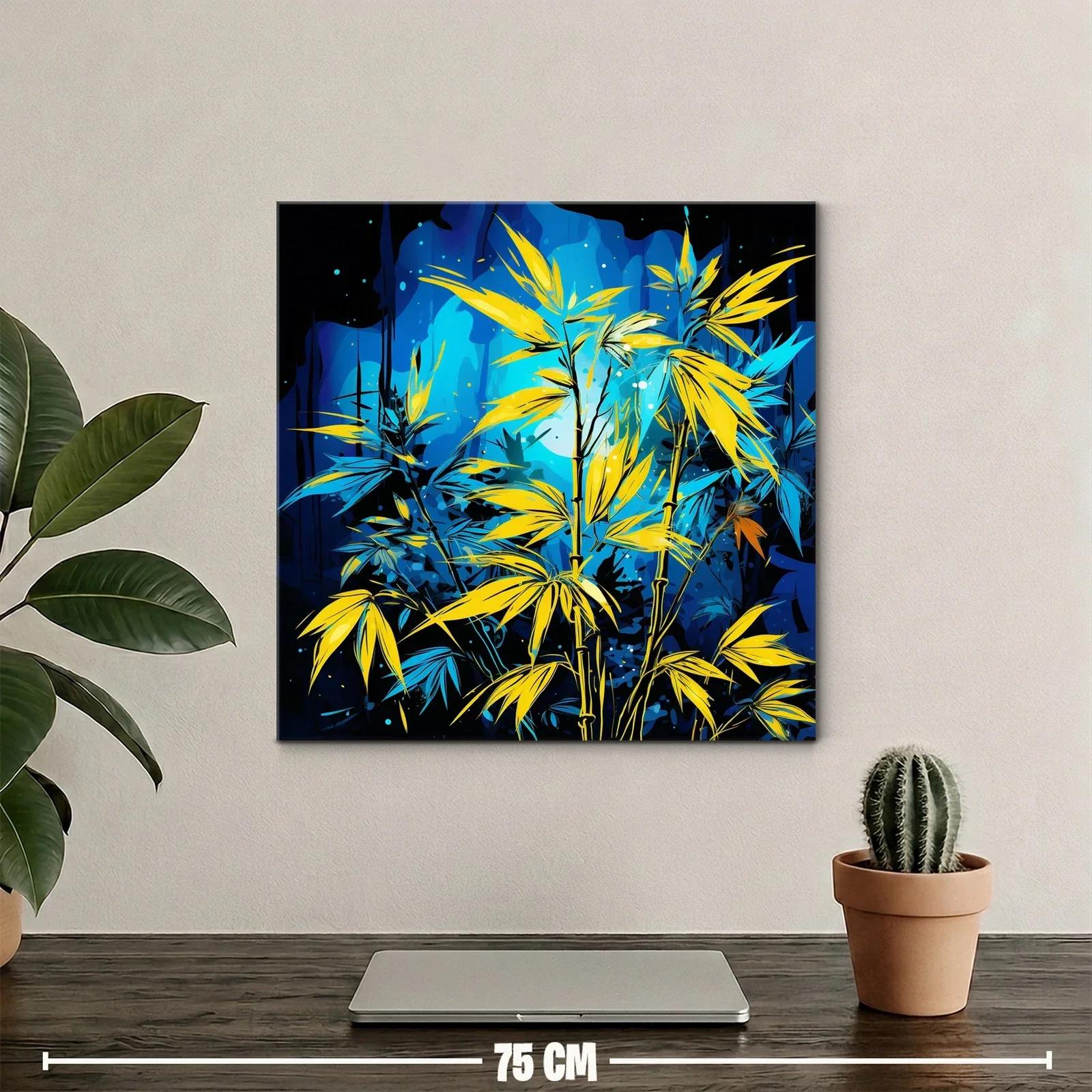Bambú vibrante con contrastes azul y amarillo intenso — miniatura 2