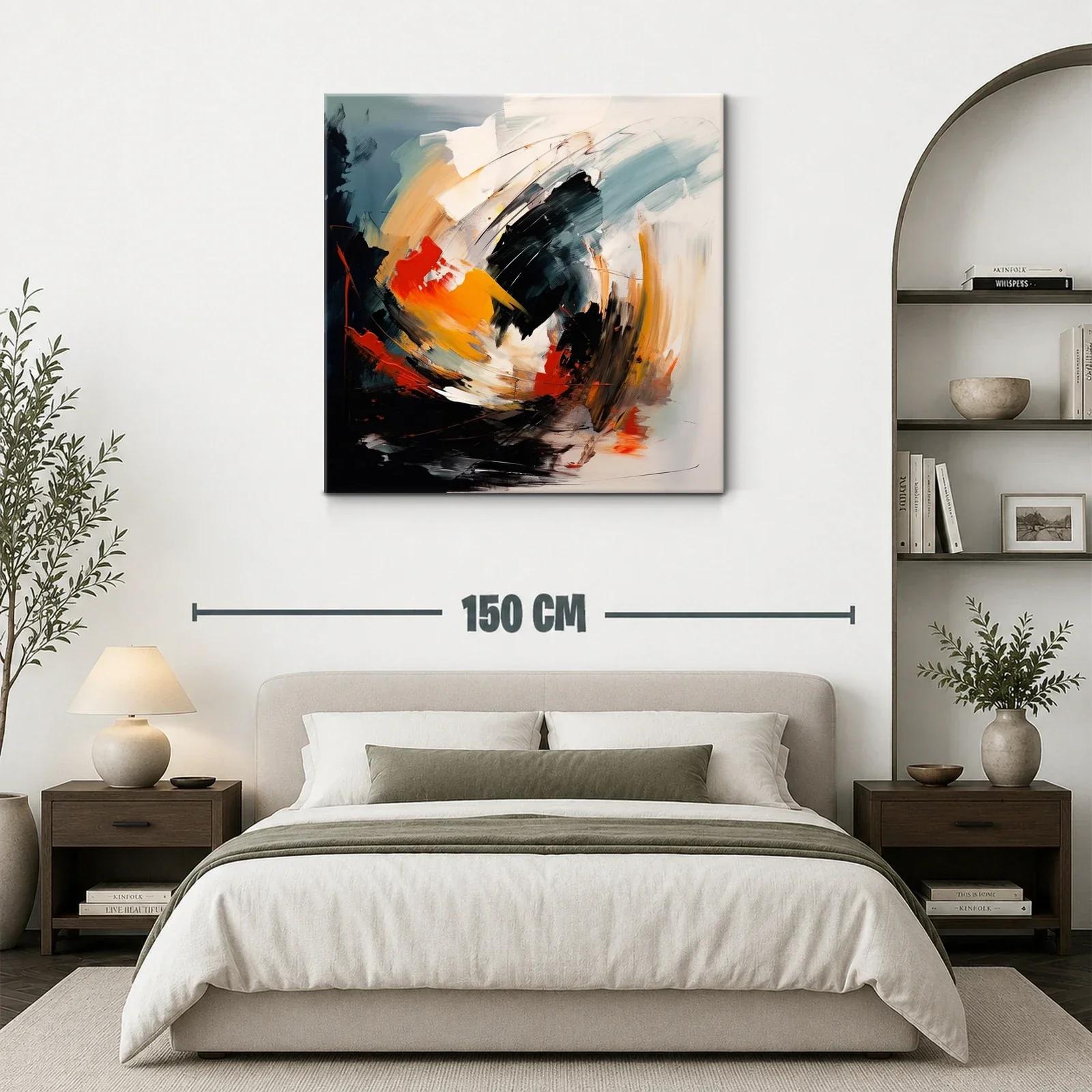 Cuadro abstracto con energía en tonos cálidos y oscuros — miniatura 3