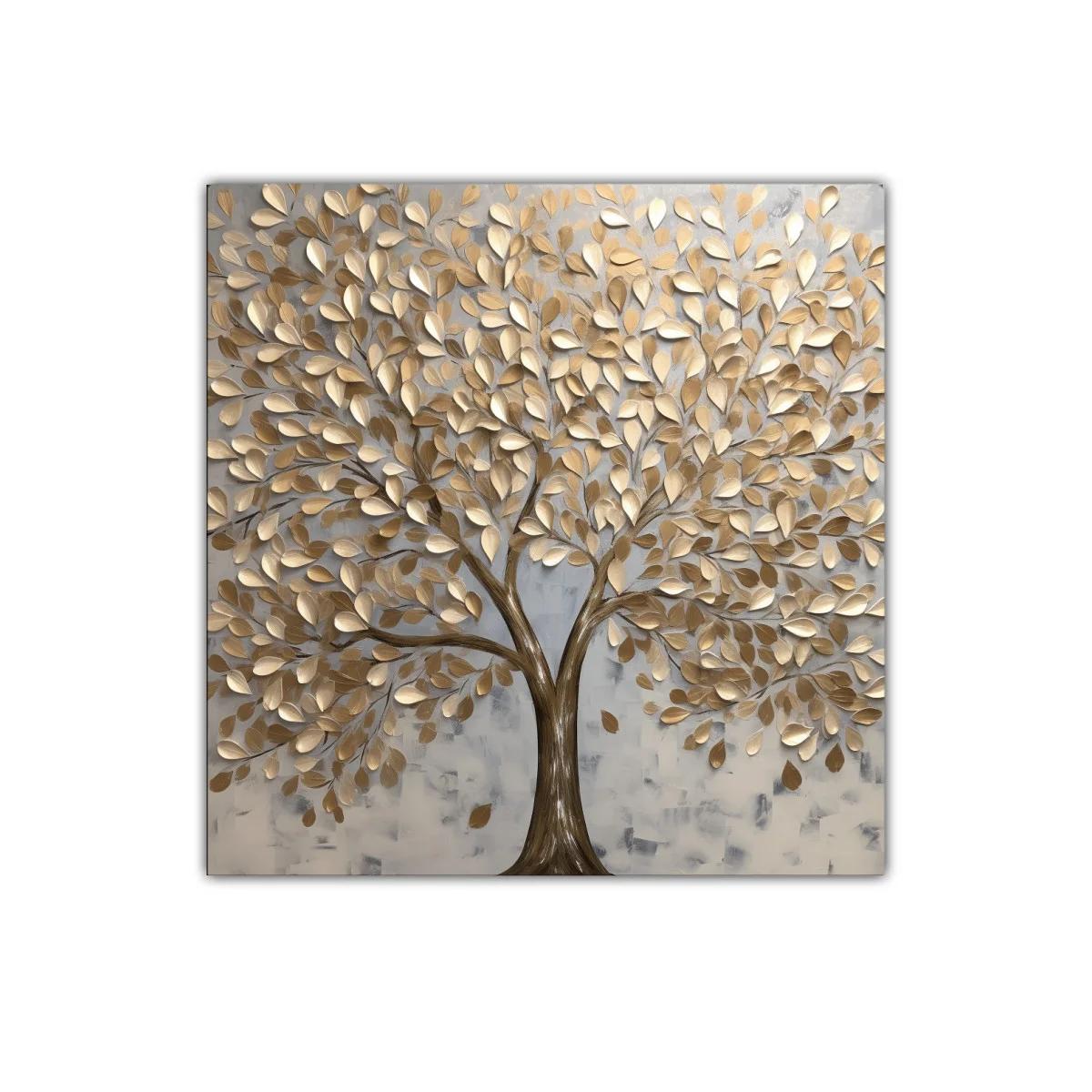 Árbol ornamental con hojas doradas y fondo neutro elegante — imagen principal