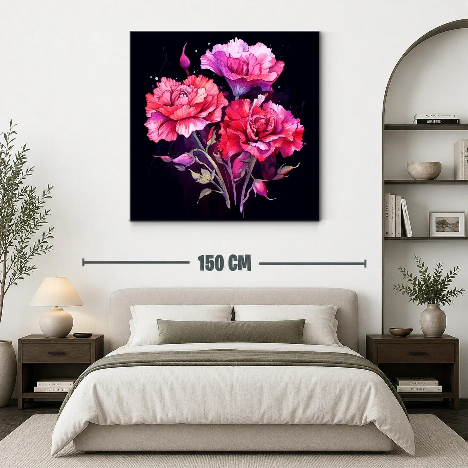 Dramática composición floral en tonos fucsia y rojos vibrantes — miniatura 3