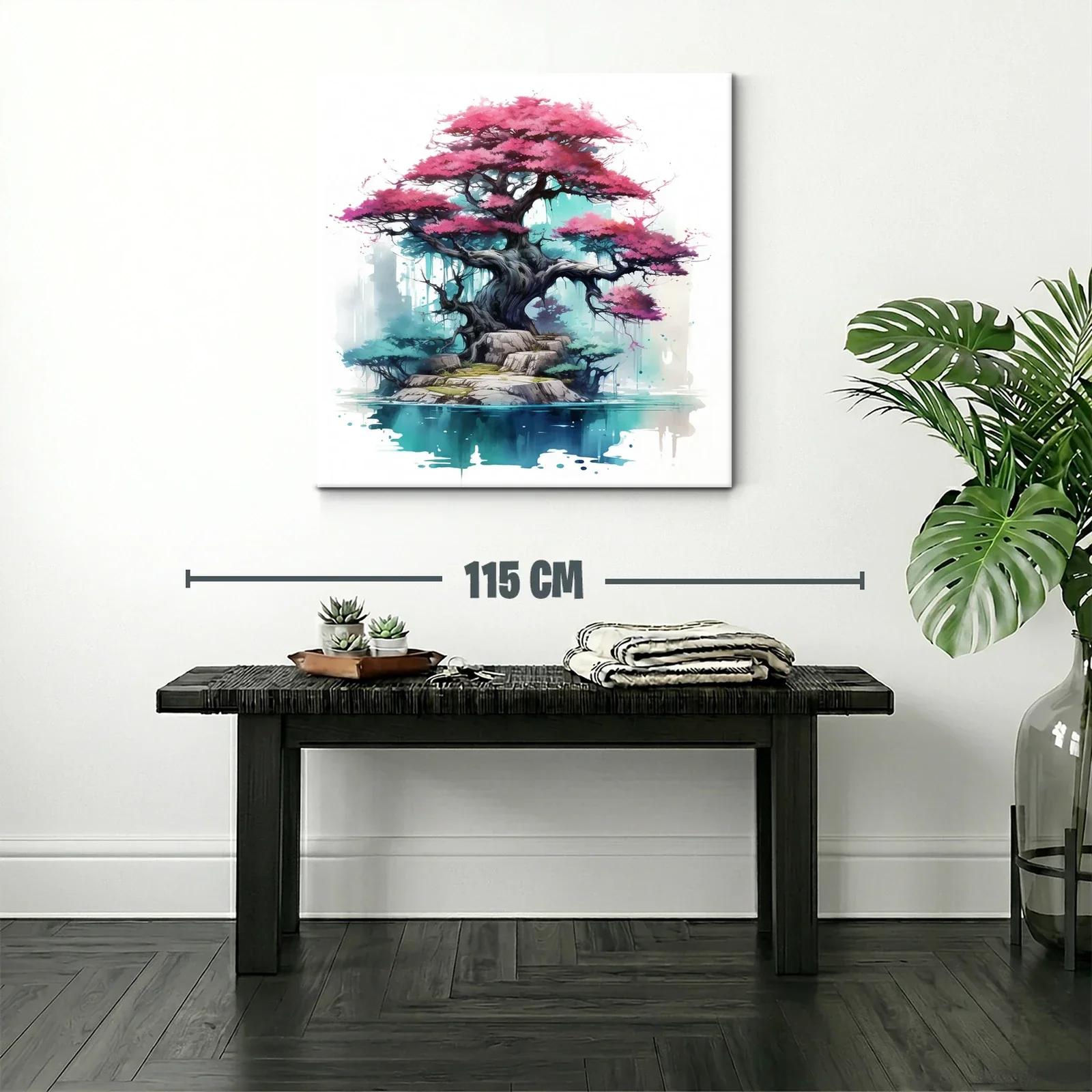 Árbol de sakura sobre isla en oasis sereno y místico — miniatura 2