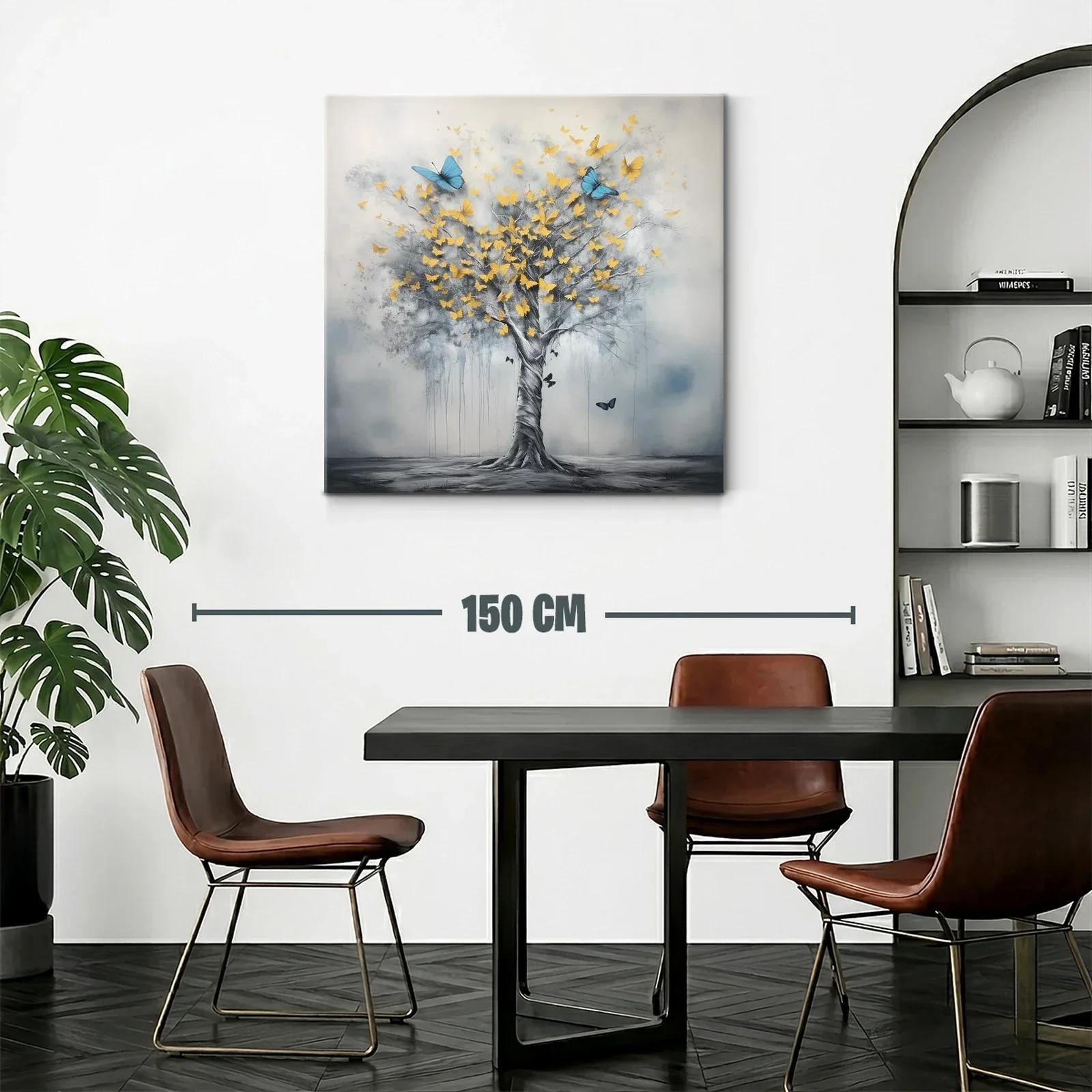 Árbol con mariposas doradas y azules en movimiento — miniatura 2