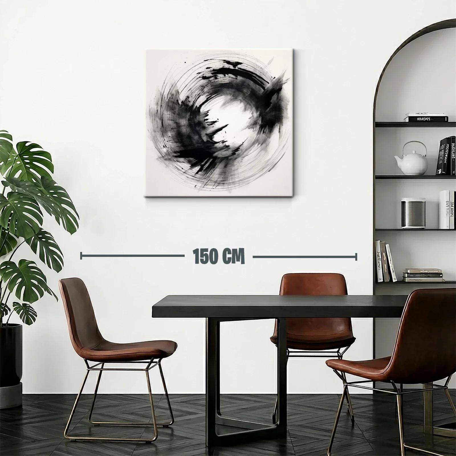 Cuadro Arte Abstracto en Blanco y Negro Dinámico — miniatura 2