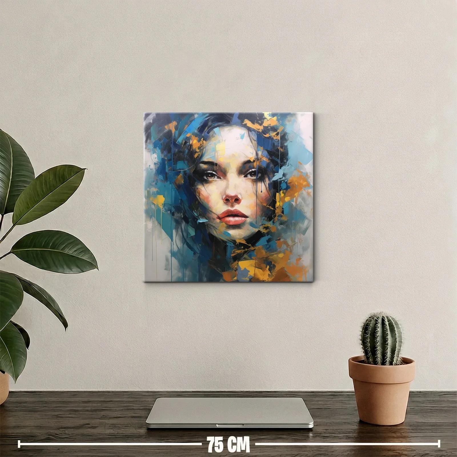 Retrato femenino con expresividad y tonos azules y ocres — miniatura 2