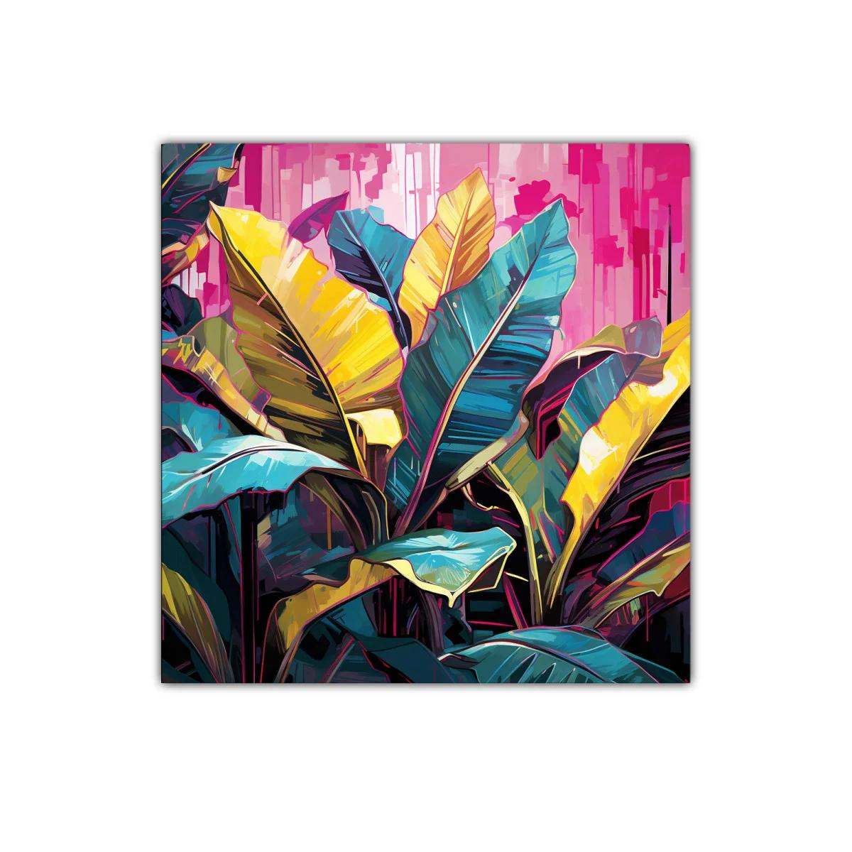 Cuadro decorativo hojas tropicales vibrantes y coloridas — imagen principal