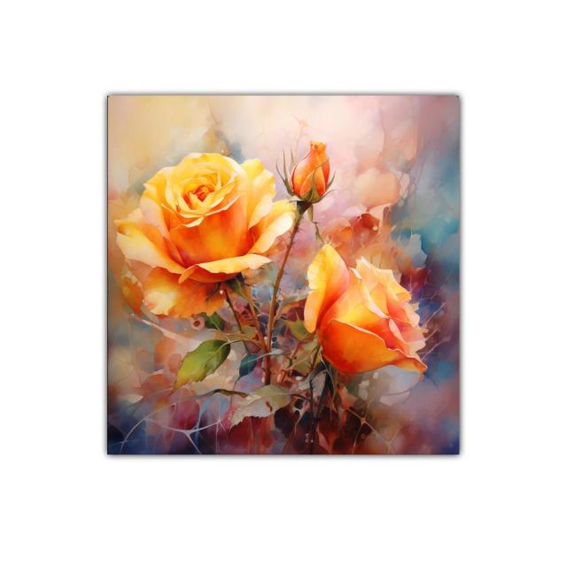 Cuadro decorativo rosas amarillas con luz cálida y natural