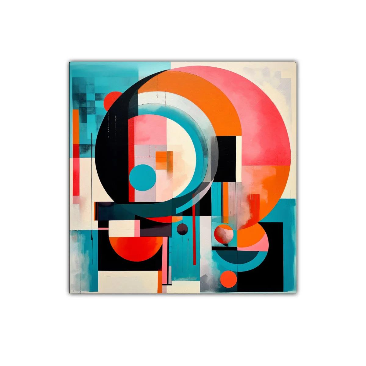 Cuadro abstracto con círculos y colores vibrantes para decoración