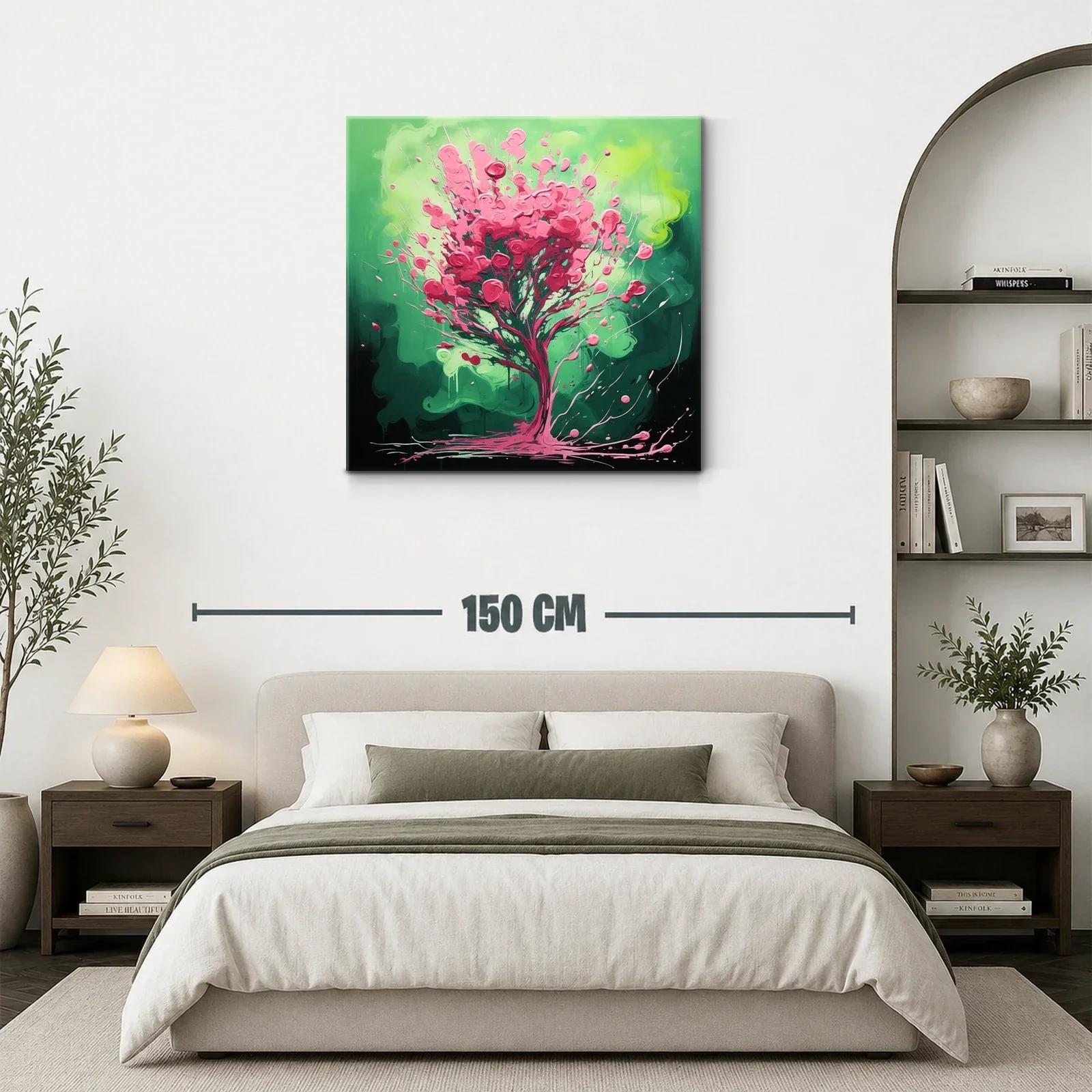 Árbol vibrante en tonos verdes y rosas energéticos — miniatura 3