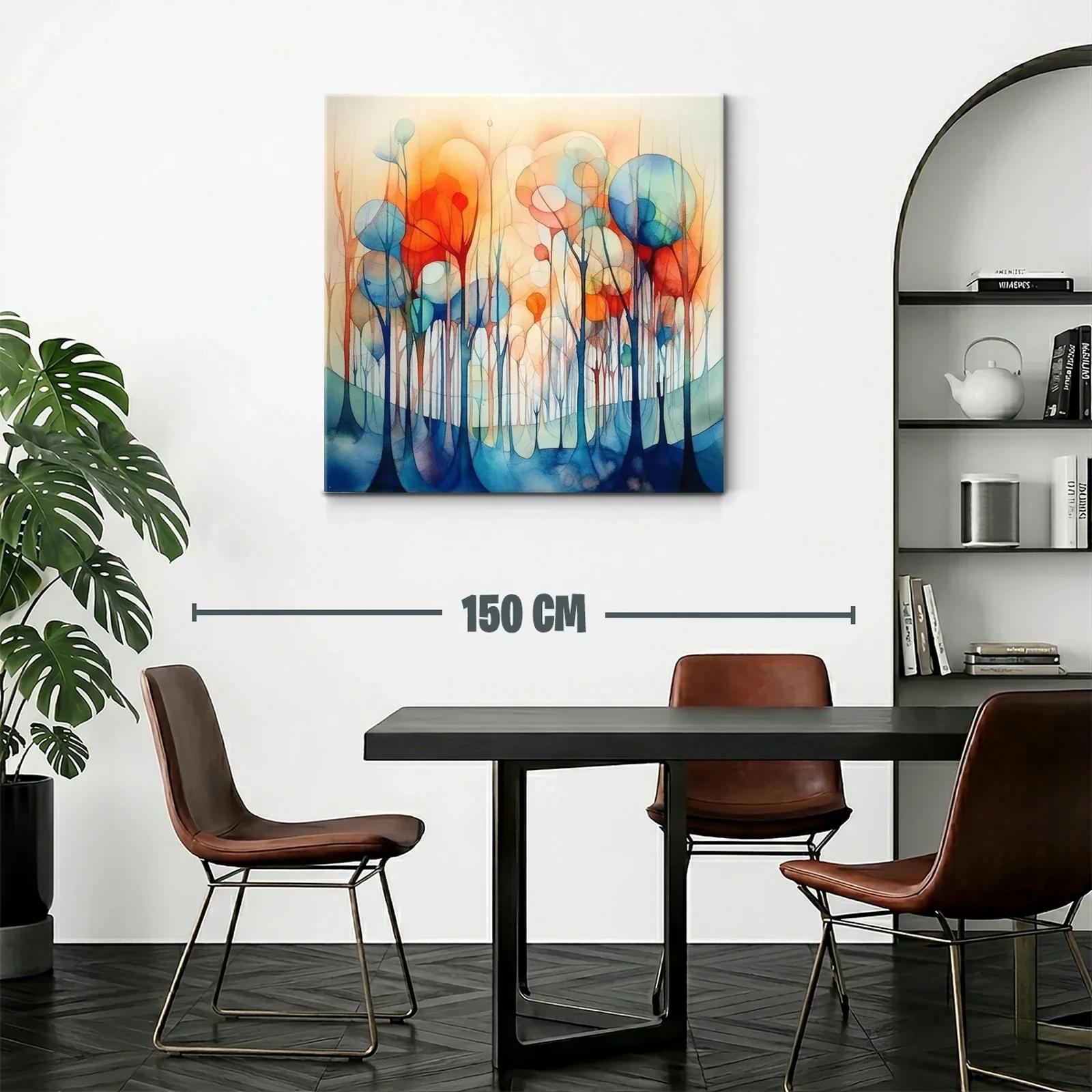 Bosque abstracto en tonos cálidos y fríos vibrantes — miniatura 2