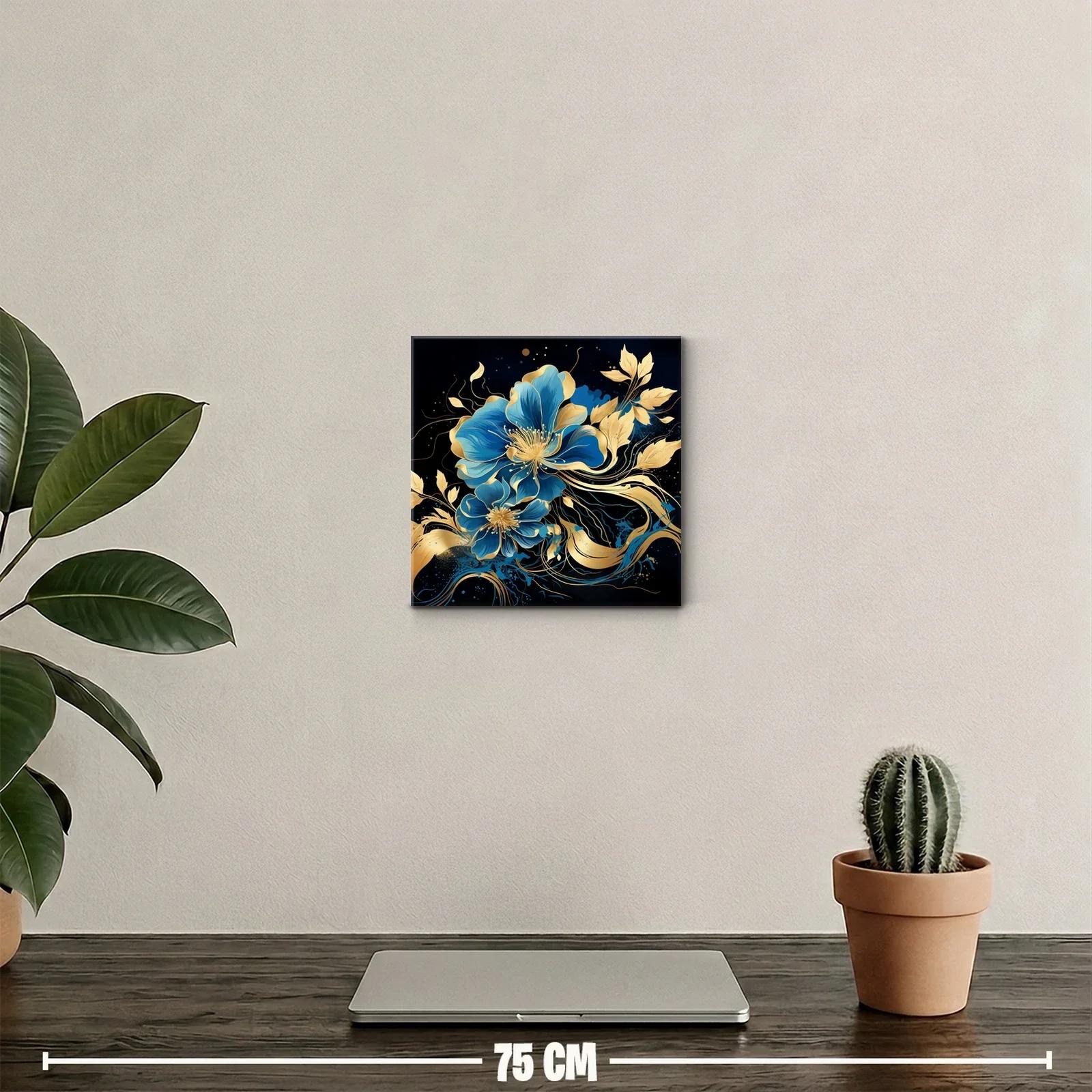 Flores azules y doradas en elegante movimiento orgánico — miniatura 2