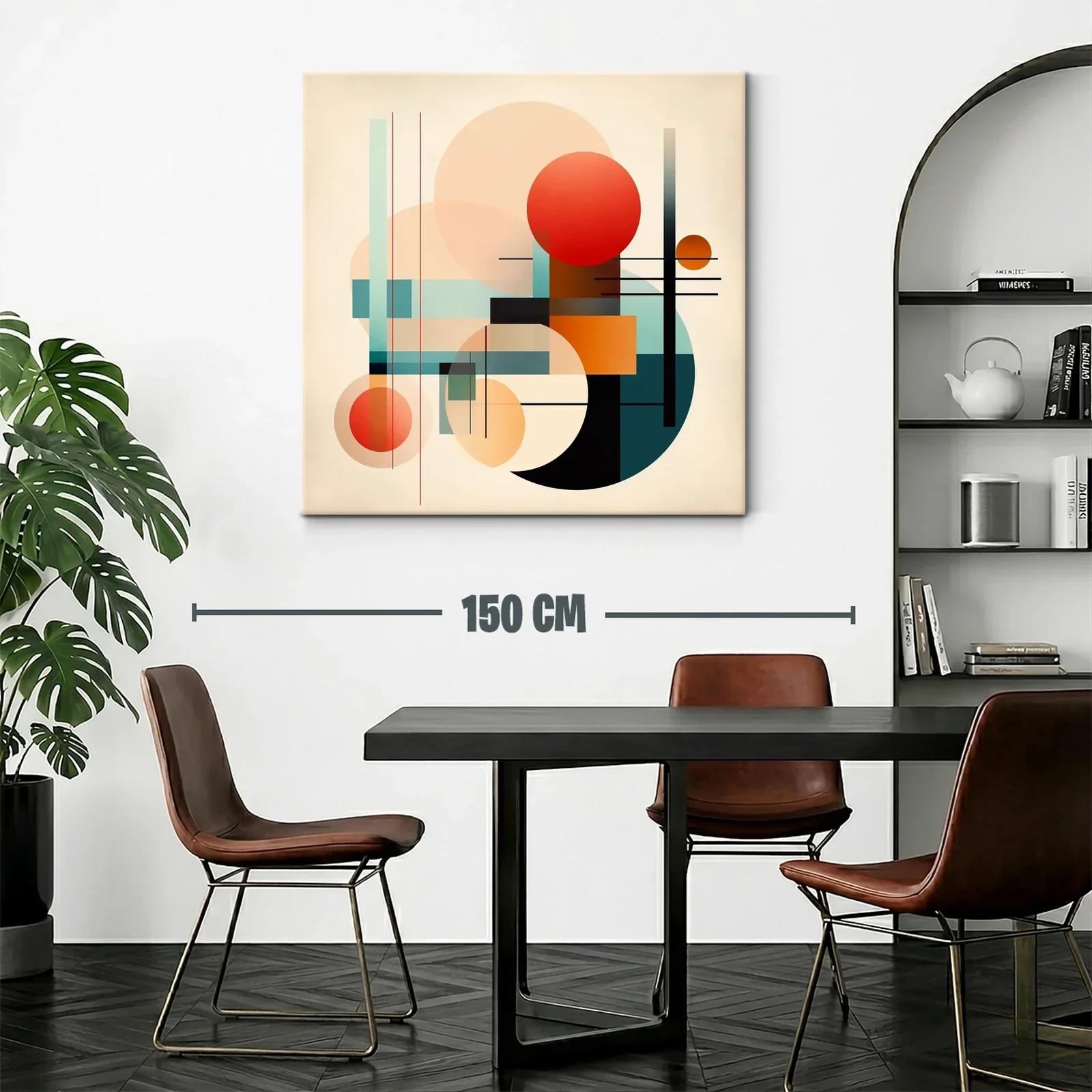 Cuadro abstracto con formas geométricas y paleta cálida — miniatura 2
