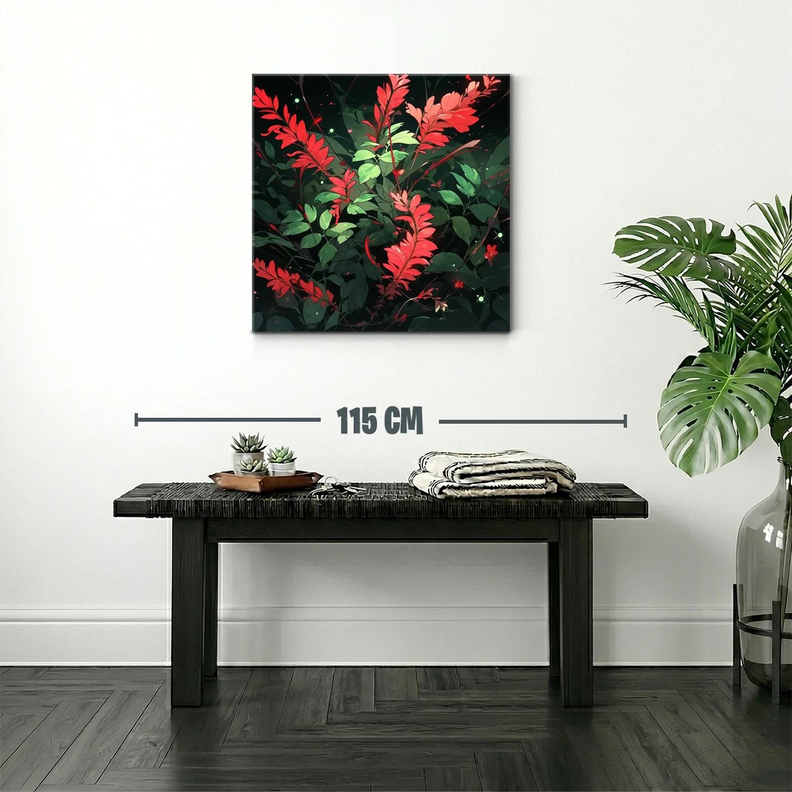 Exuberante composición floral con hojas rojas y verdes vibrantes — miniatura 2