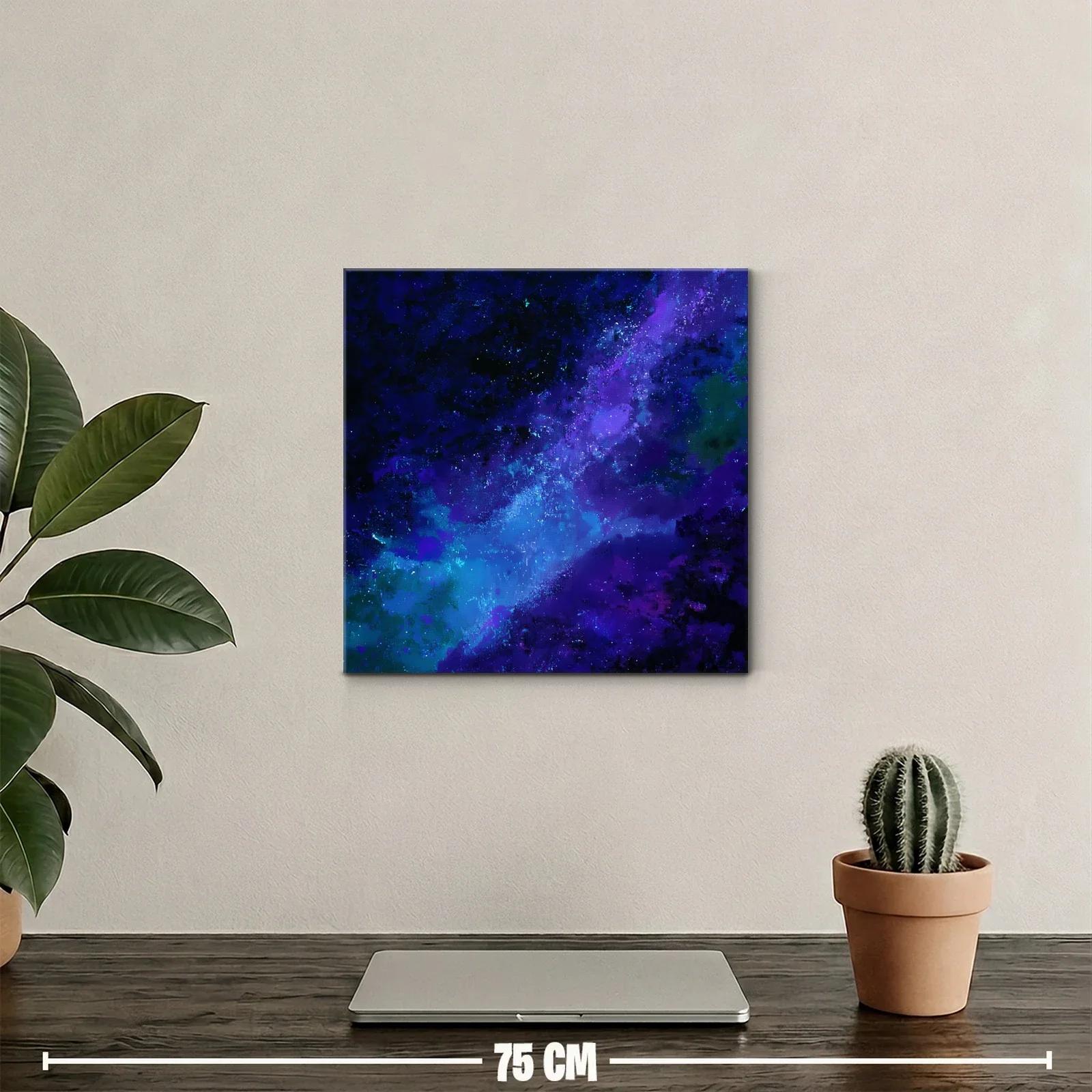 Cuadro abstracto con galaxia en tonos azules y morados — miniatura 2