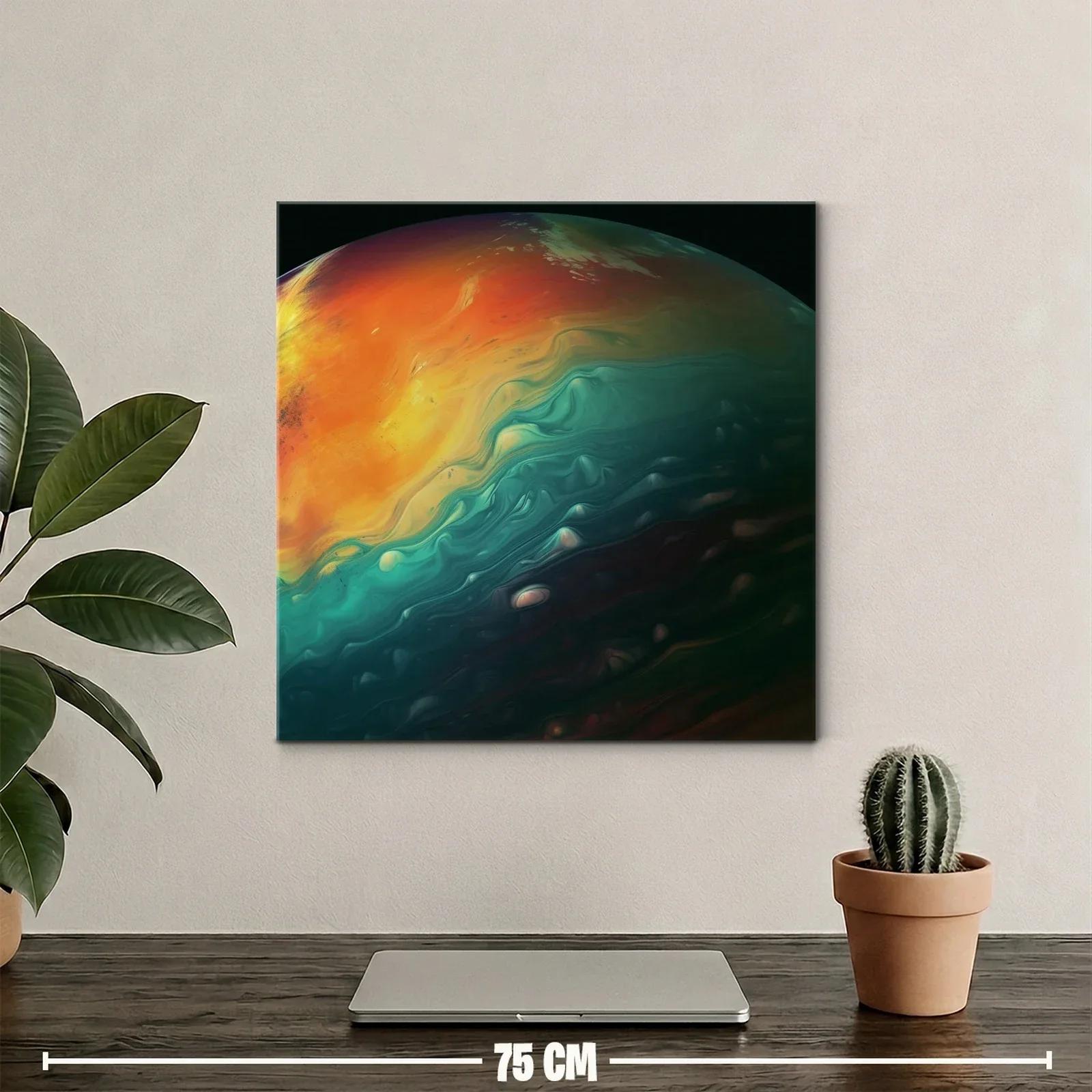 Cuadro abstracto tonos cálidos y fríos en armonía fluida — miniatura 2