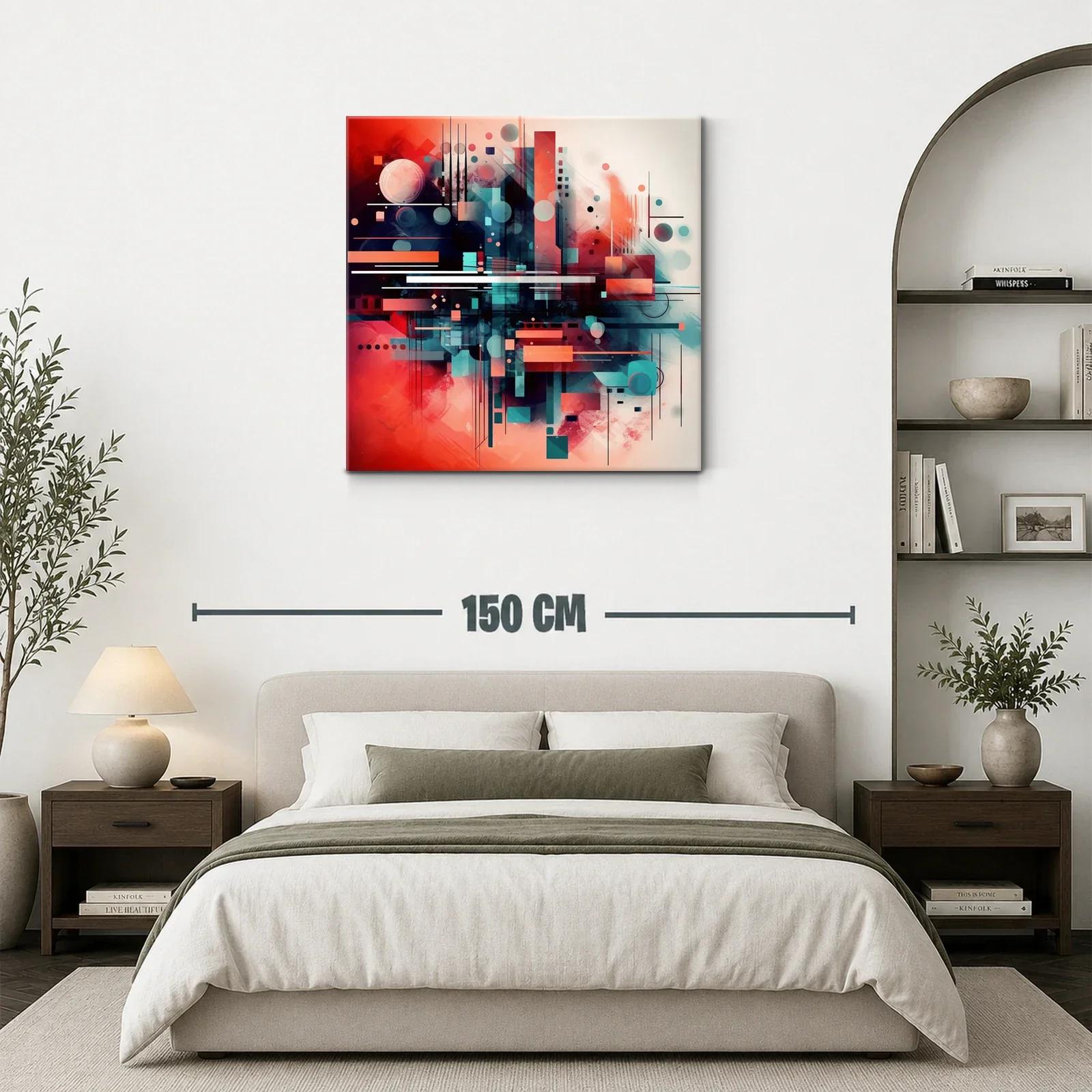 Composición abstracta dinámica en tonos cálidos y fríos — miniatura 3