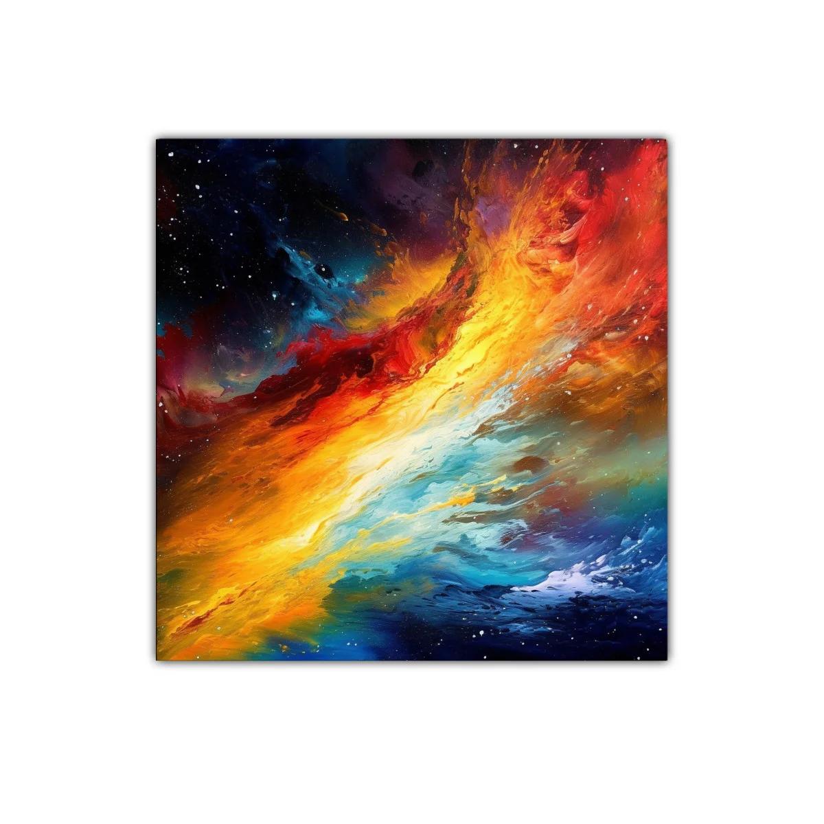 Cuadro vibrante con explosión de colores cálidos y fríos — imagen principal