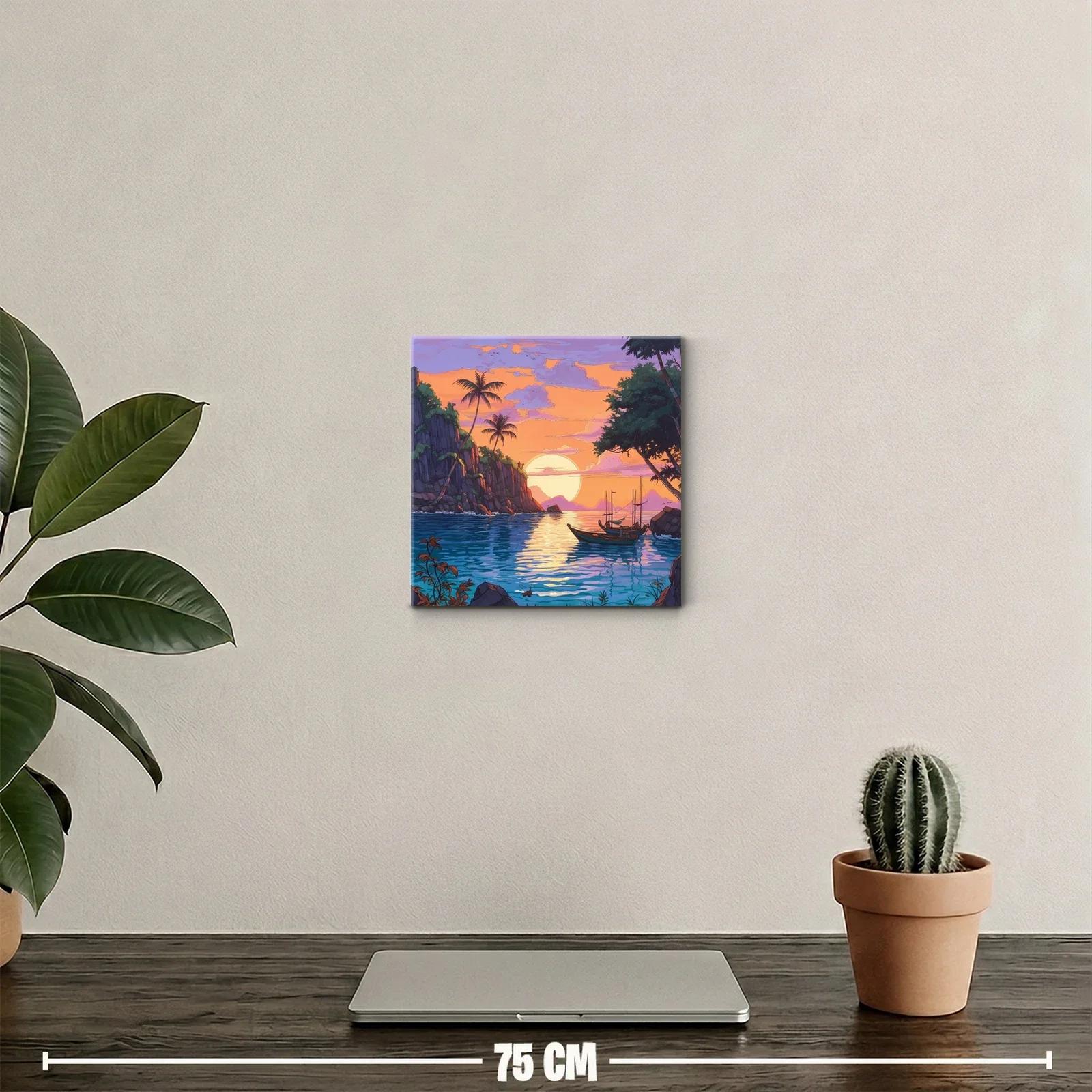 Atardecer tropical con barcas en paisajes serenos — miniatura 2