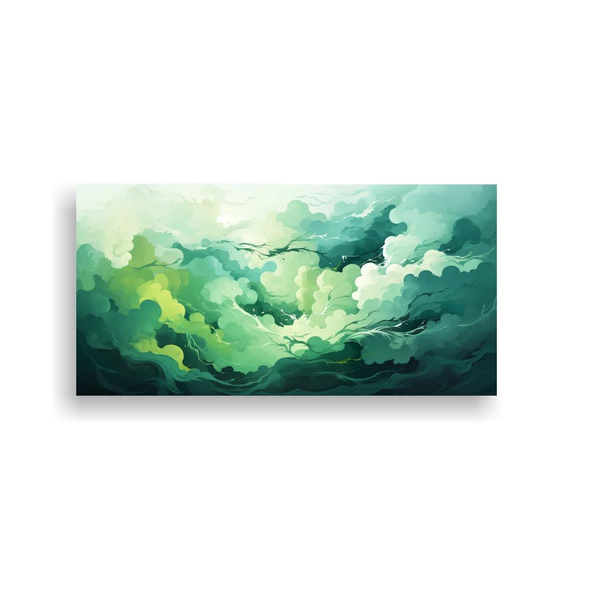 Cuadro nubes verdes con bruma y luces suaves